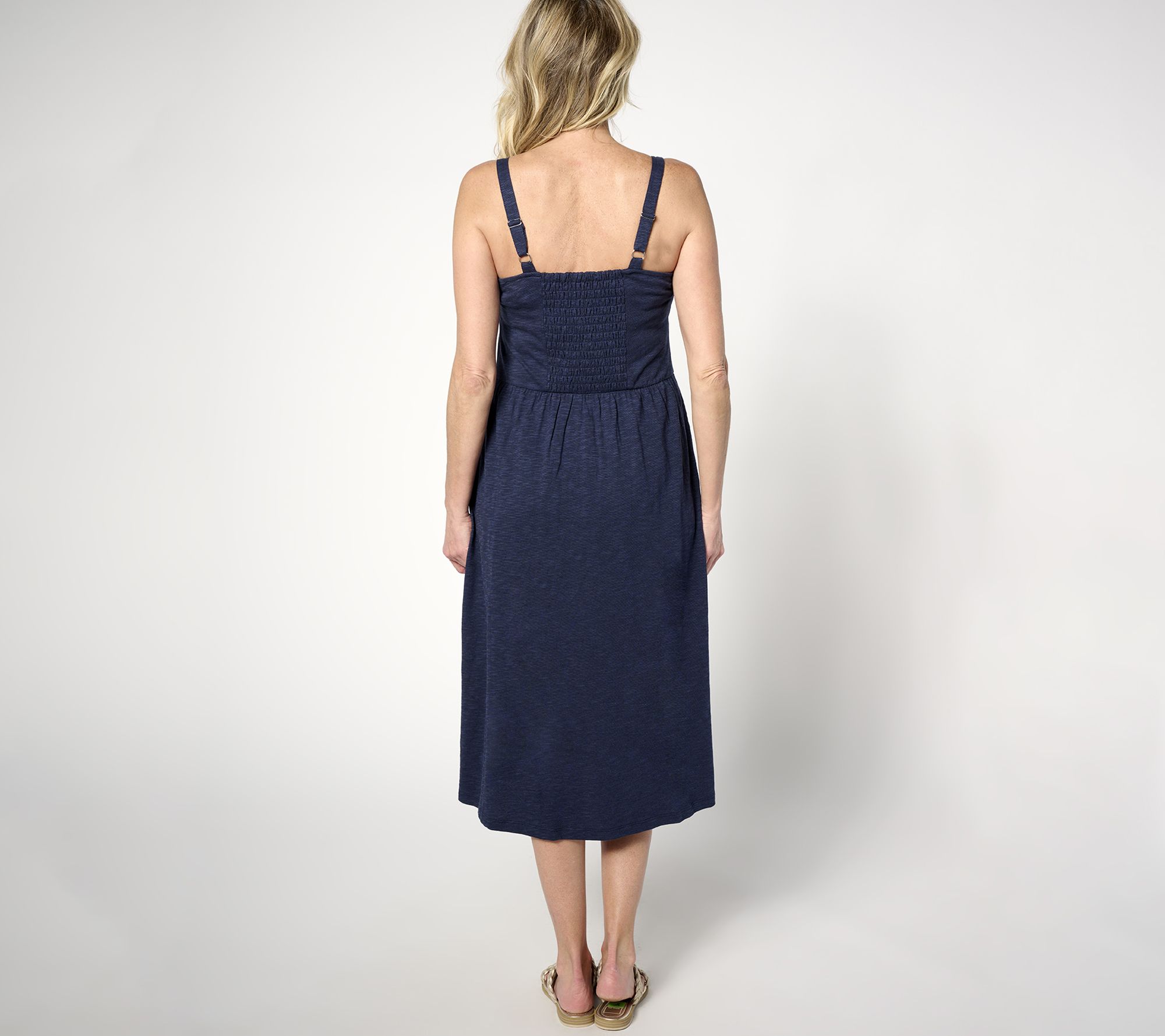 Denim & Co. By the Beach Regular Linen Slub Jersey Midi Tank Dress ...