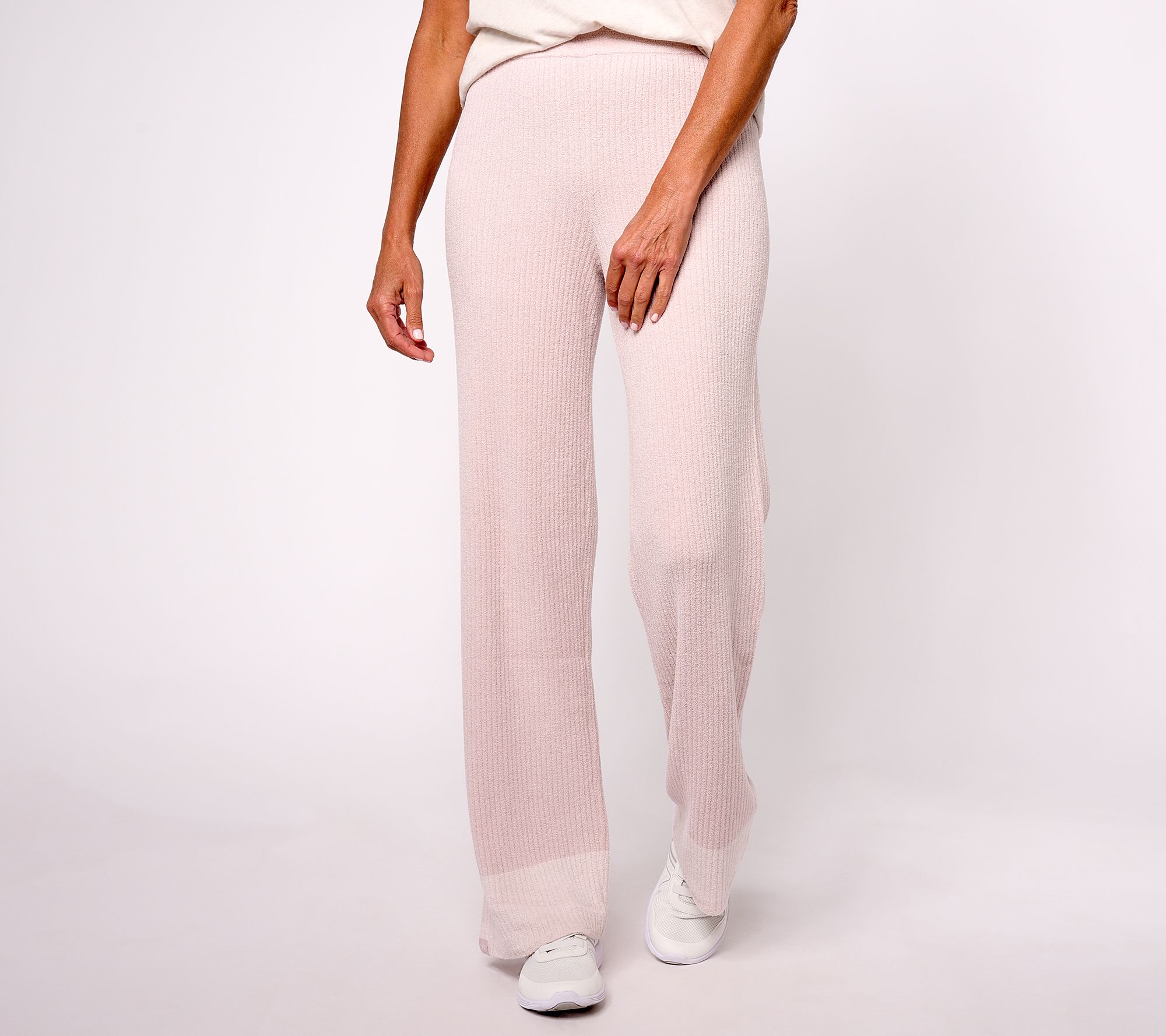 Barefoot Dreams CozyChic Rib Ruffle Hem Ankle Pant - Stone