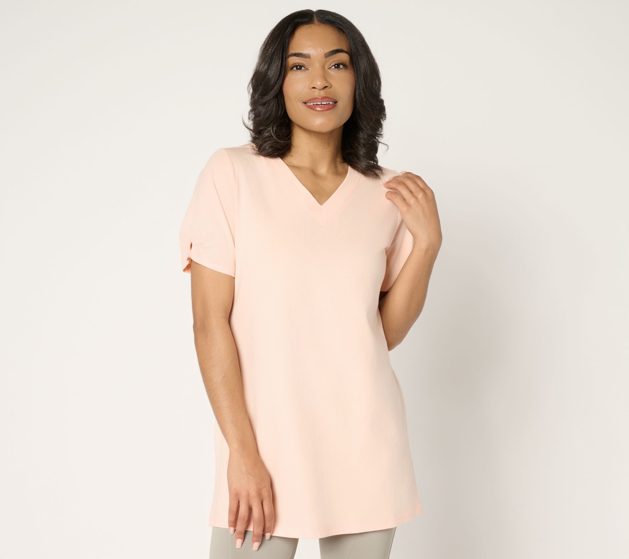 Denim & Co. Active Petite Jersey Short Sleeve Tunic