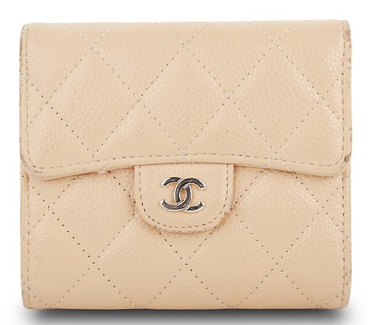 Pre-Owned Chanel Classic Compact Wallet CaviarBeige 