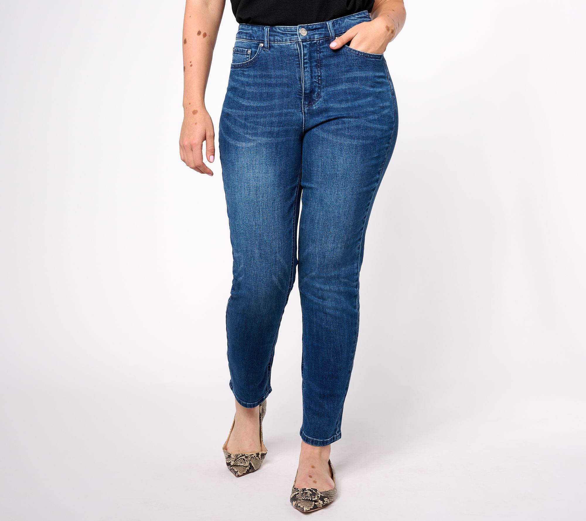 "As Is" Girl With Curves Petite Straight Leg Jean with Adj. Waist