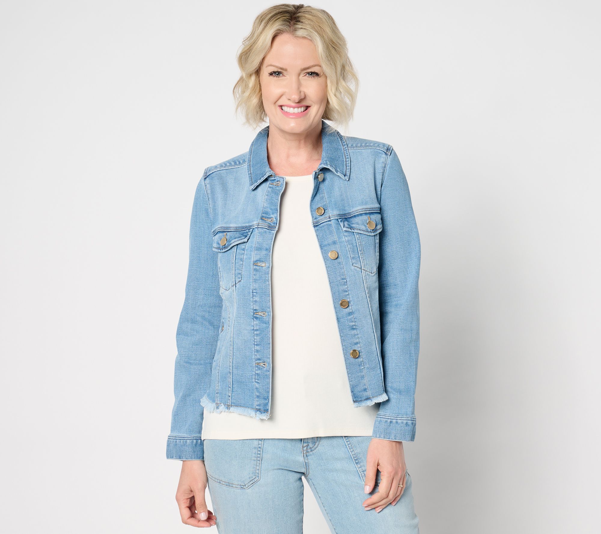 Liverpool Los Angeles Trucker Jacket with Fray Hem - Willow Valley