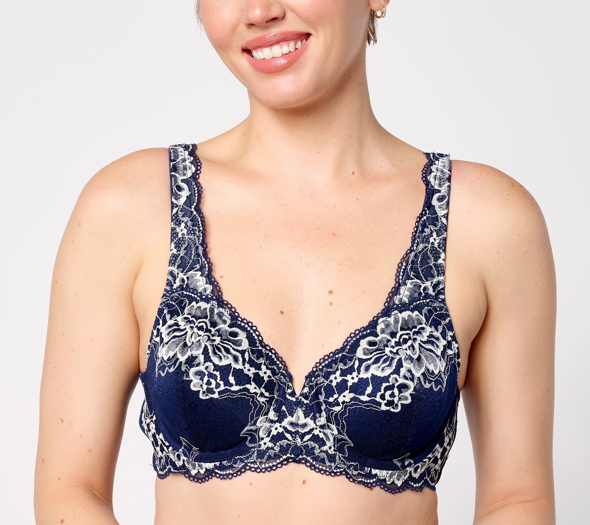 As Is Breezies Body Luxe Minimizer Bra with Lace Detail 