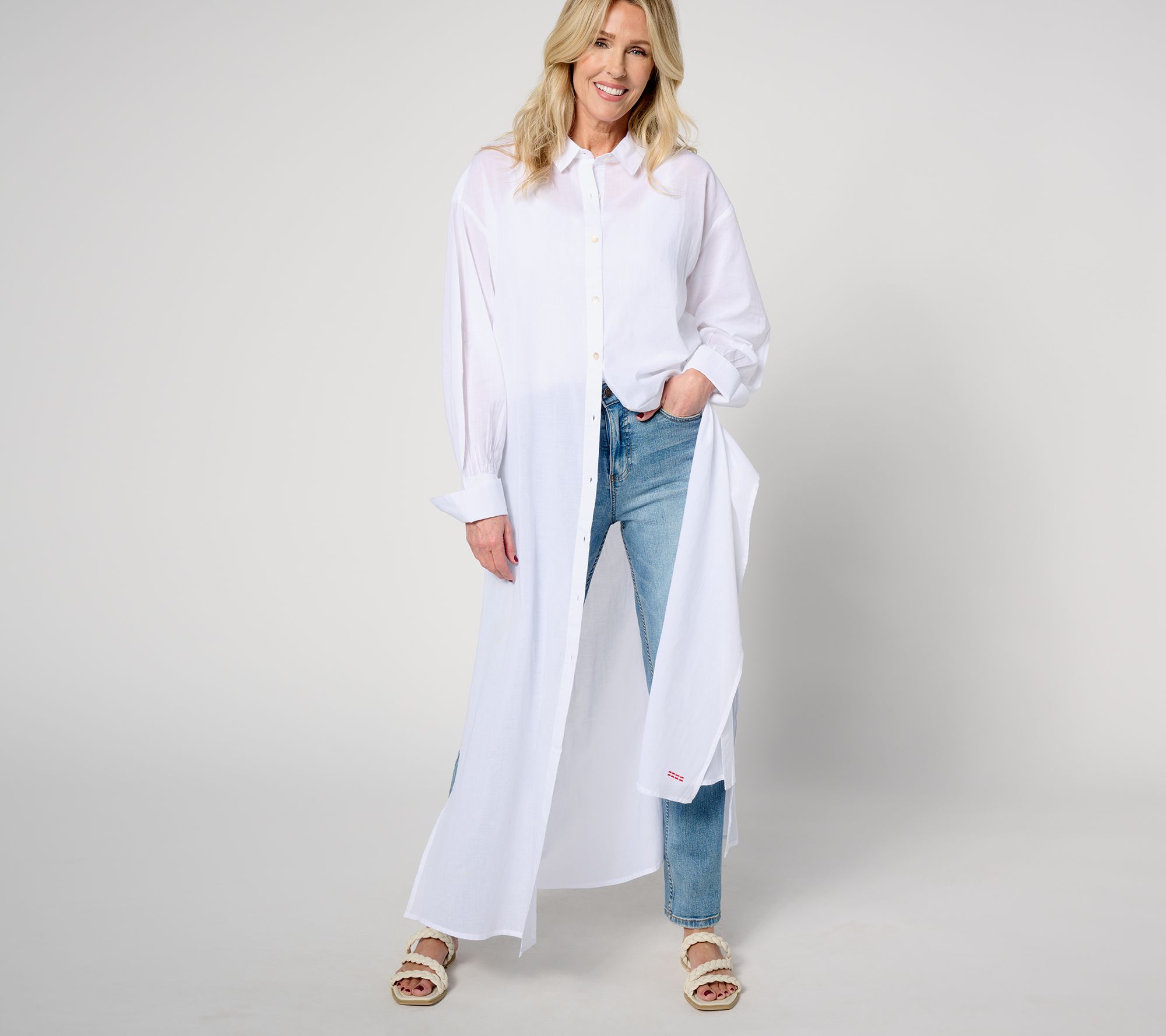 "As Is" Peace Love World Boheme Petite Cotton Button Front Duster