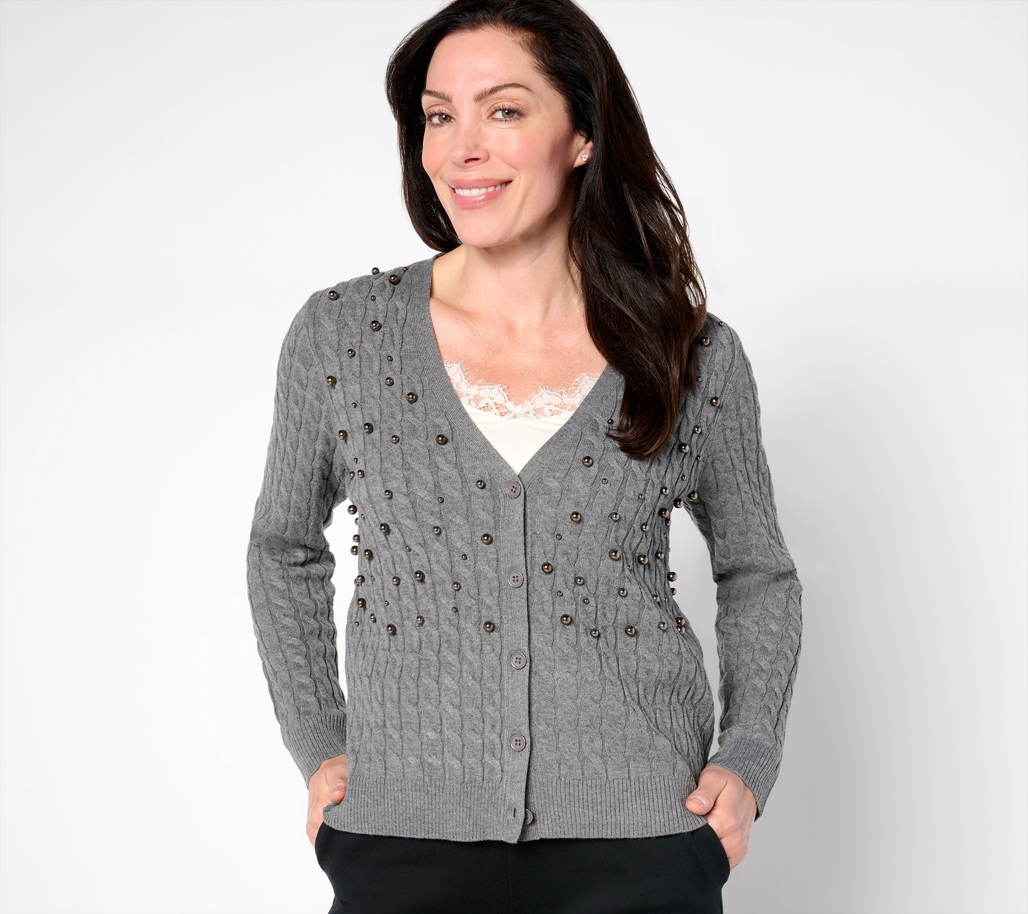 BEAUTIFUL by Lawrence Zarian The Annie Embellished Pearl Cardigan