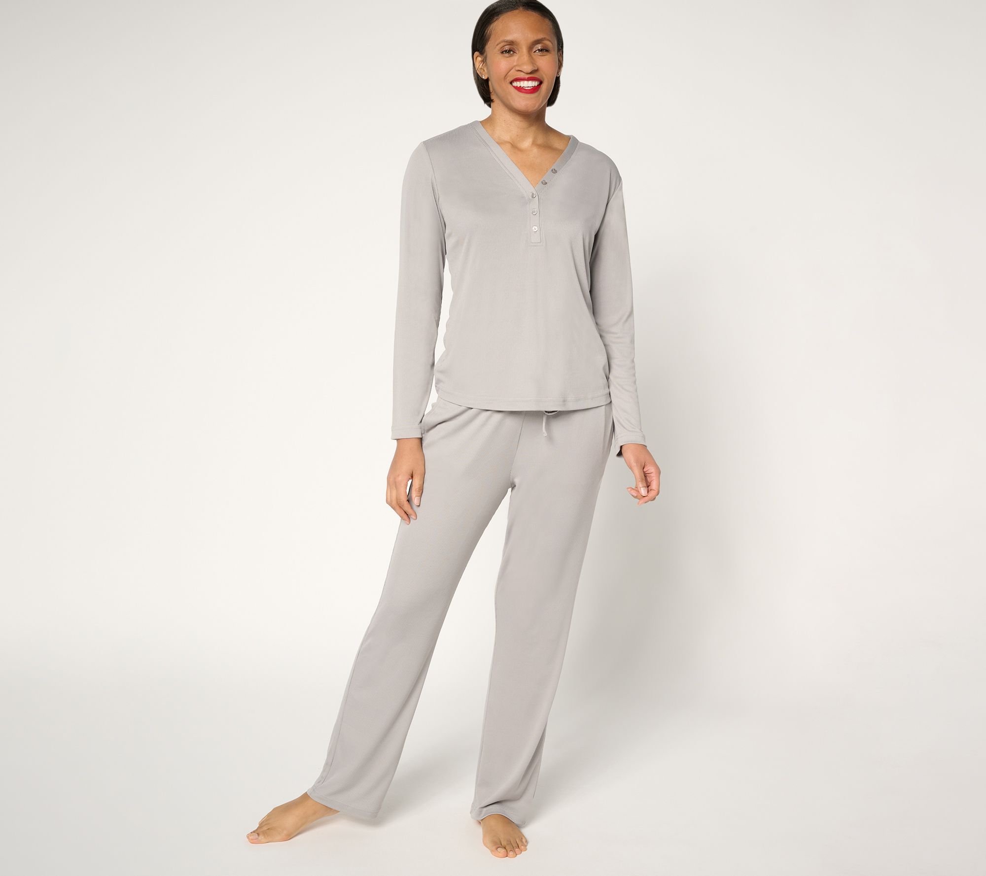 Berkshire Homewear Solid Ribbed Long Sleeve and Pant Lounge Set