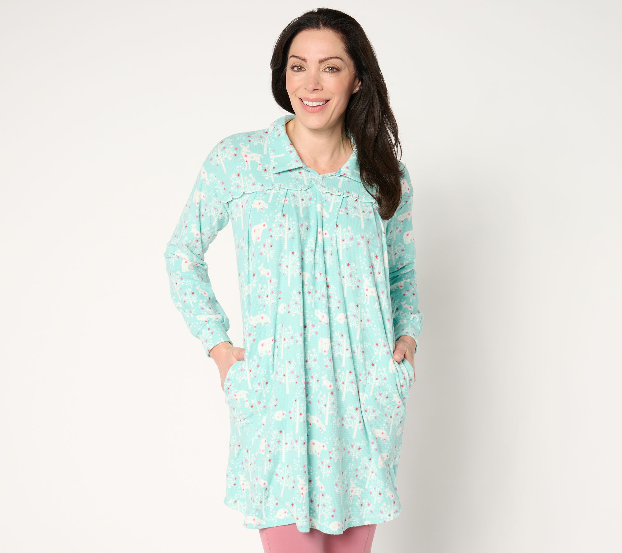 MUK LUKS Thermal Fleece Notch Collar Lounger