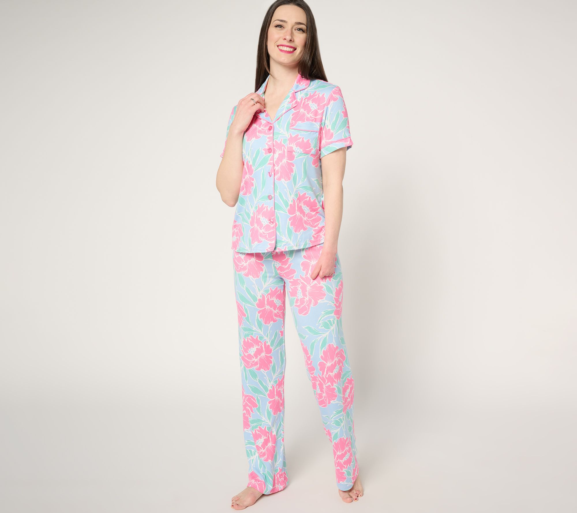P.J. Salvage x Cozy Zoe Short-Sleeve Notch-Collar Pajama Set