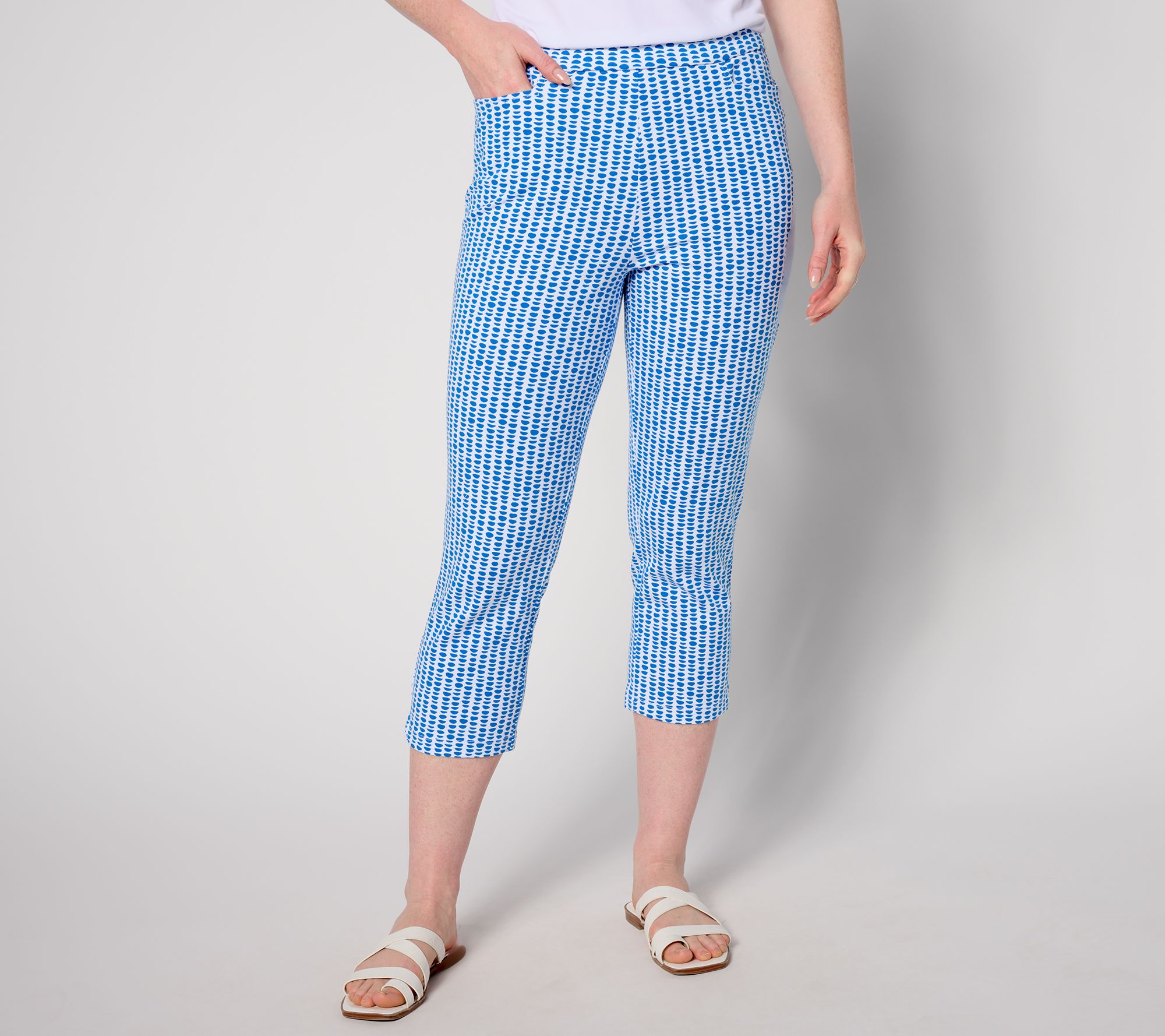 "As Is" Susan Graver Weekend Petite Printed Premium Stretch Ava Capri