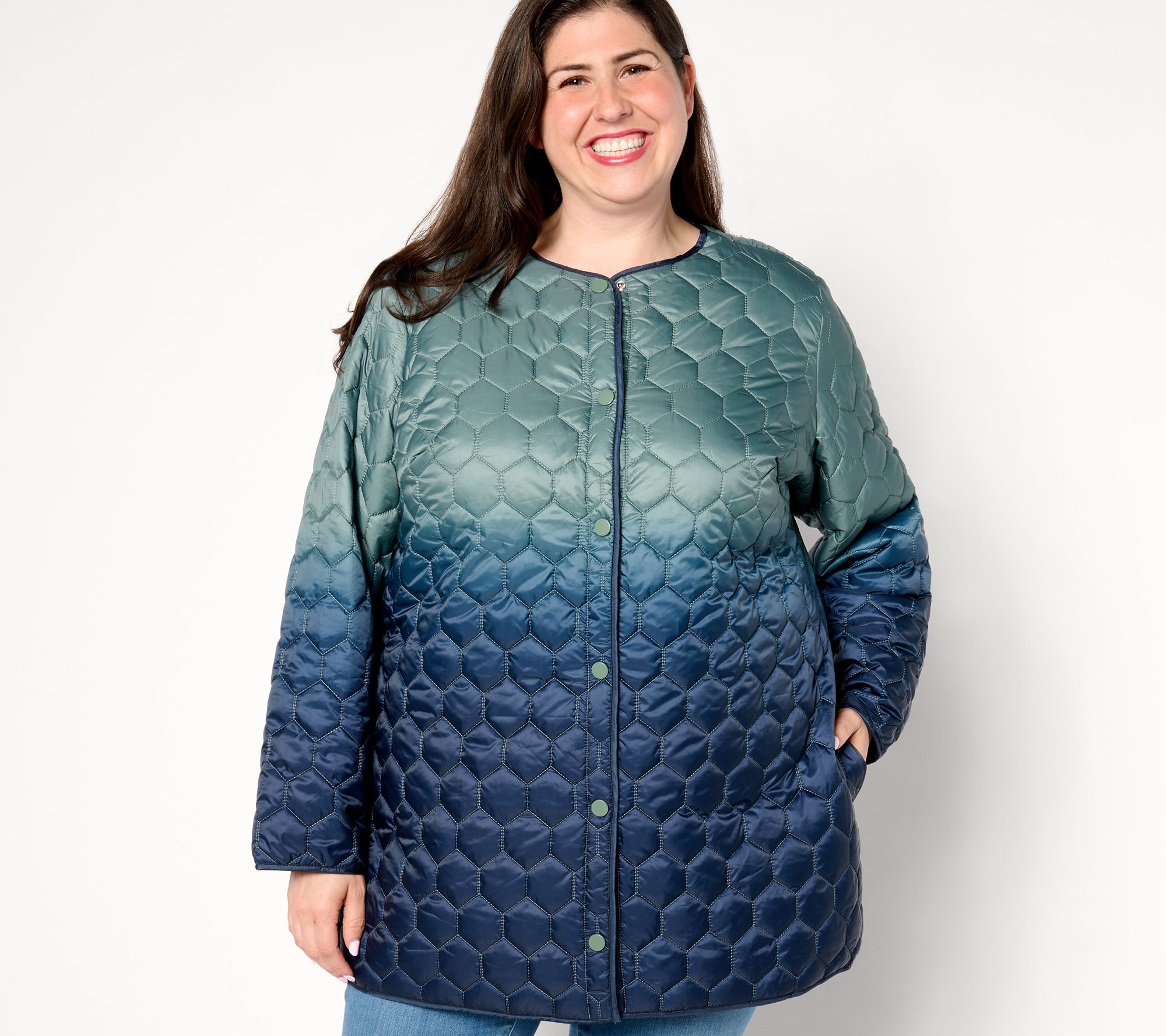 "As Is" Susan Graver Ombre Padded Jacket with Snap Front