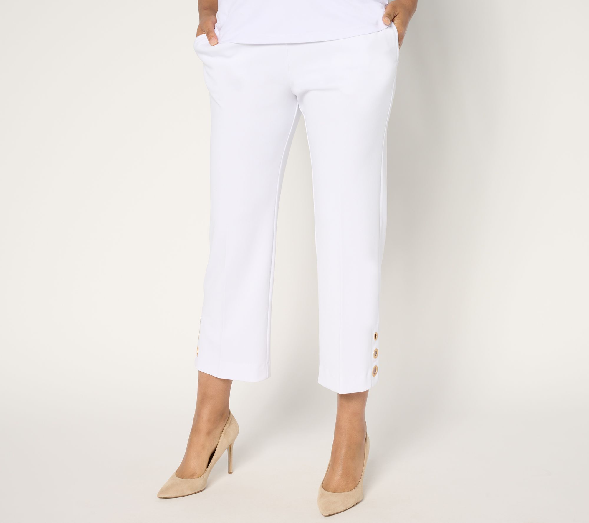 Susan Graver LK Fusion Petite Mini Boot Cut Crop Pants