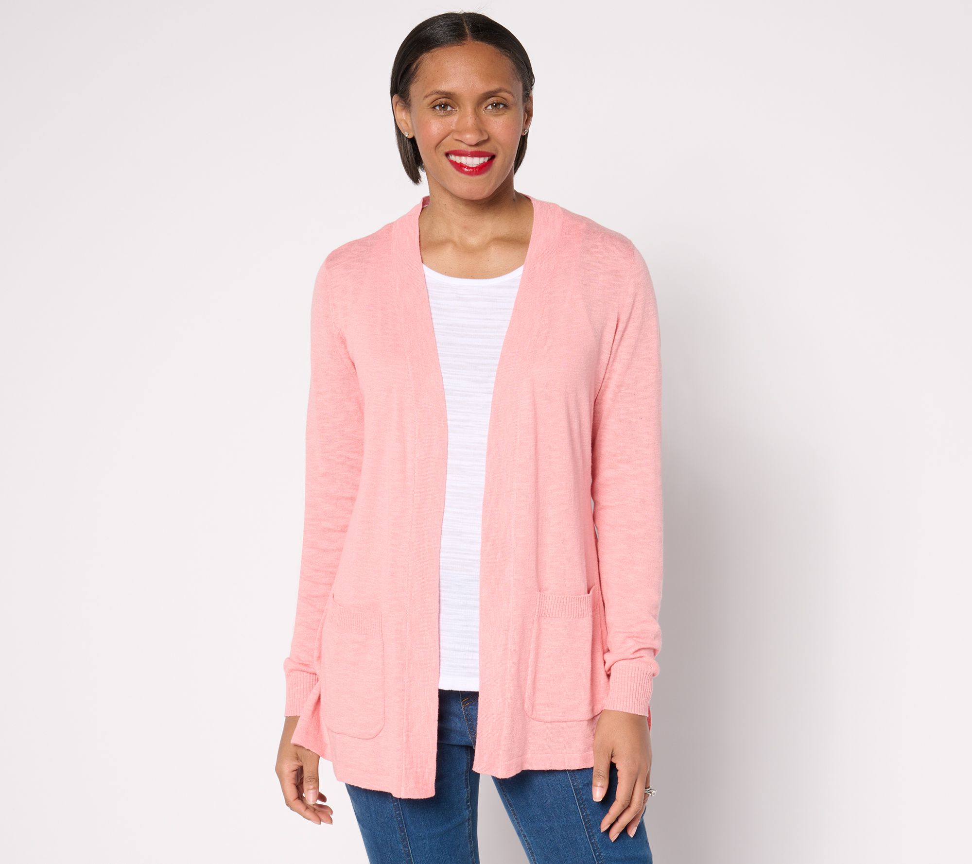 Denim & Co. Beach Petite Open Front Tunic Cardigan