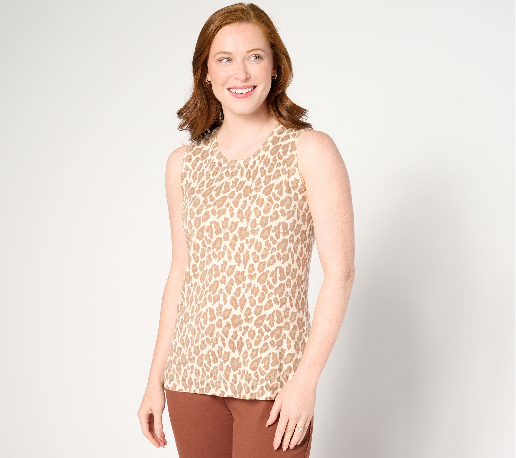 "As Is" Isaac Mizrahi Live! Estate Printed Crewneck Sweater Shell