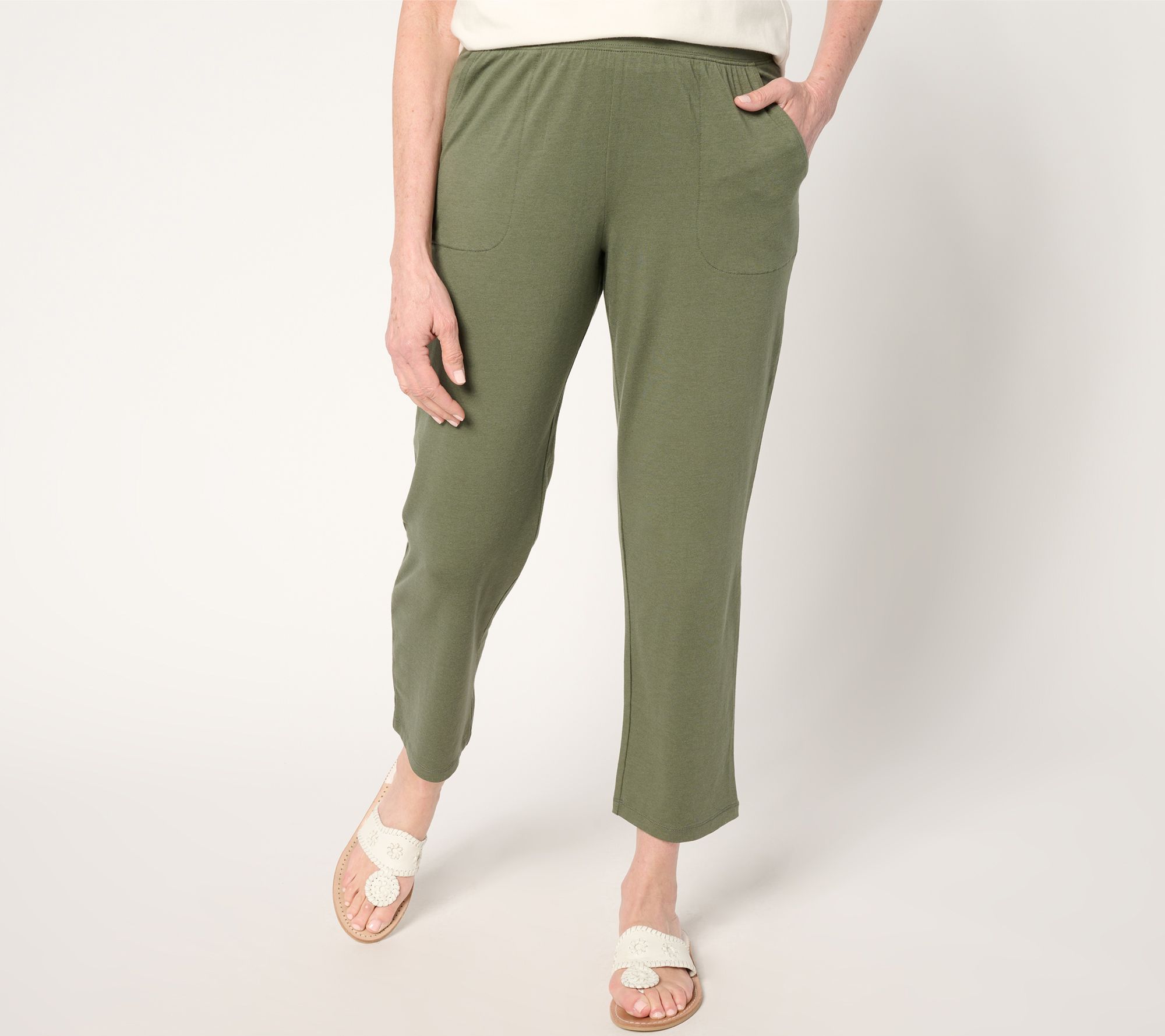 Denim & Co. Beach Jersey Regular Straight Leg Ankle Pant