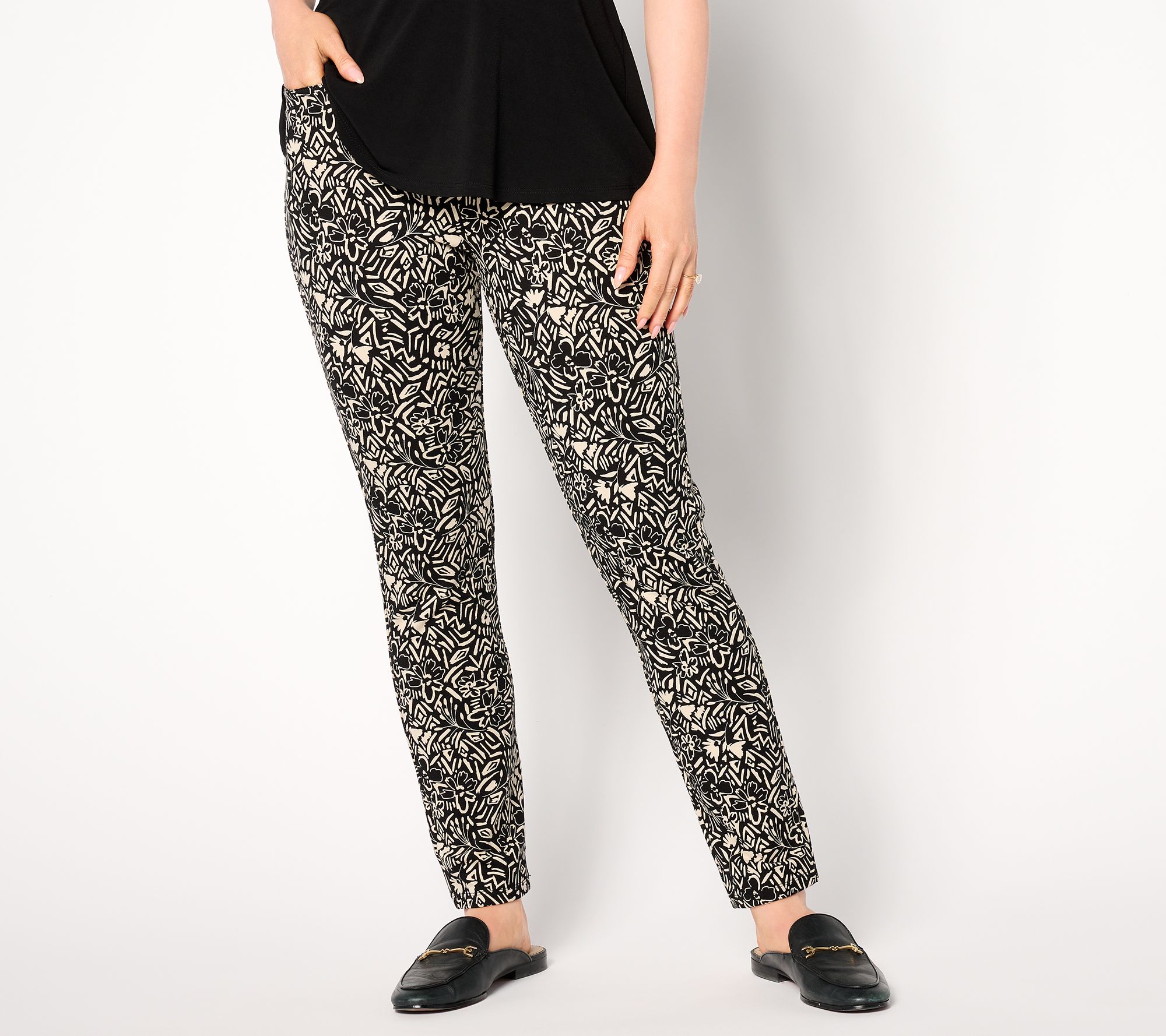 "As Is" Susan Graver Petite Weekend Printed Premium Ava Slim Ankle Pant
