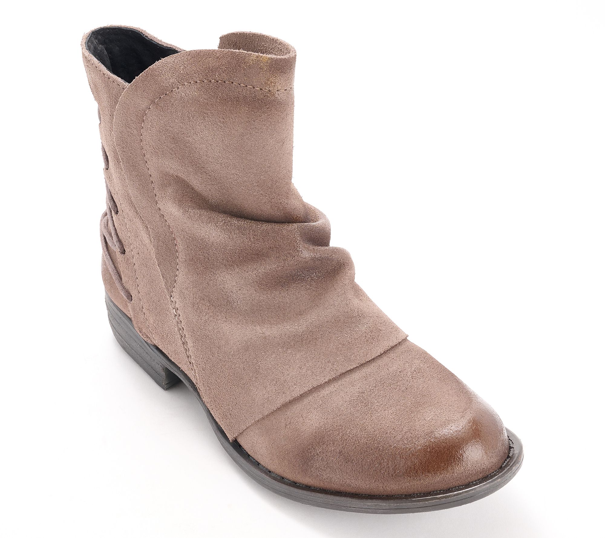 "As Is" Miz Mooz Suede Ruched Ankle Boots- Dotti