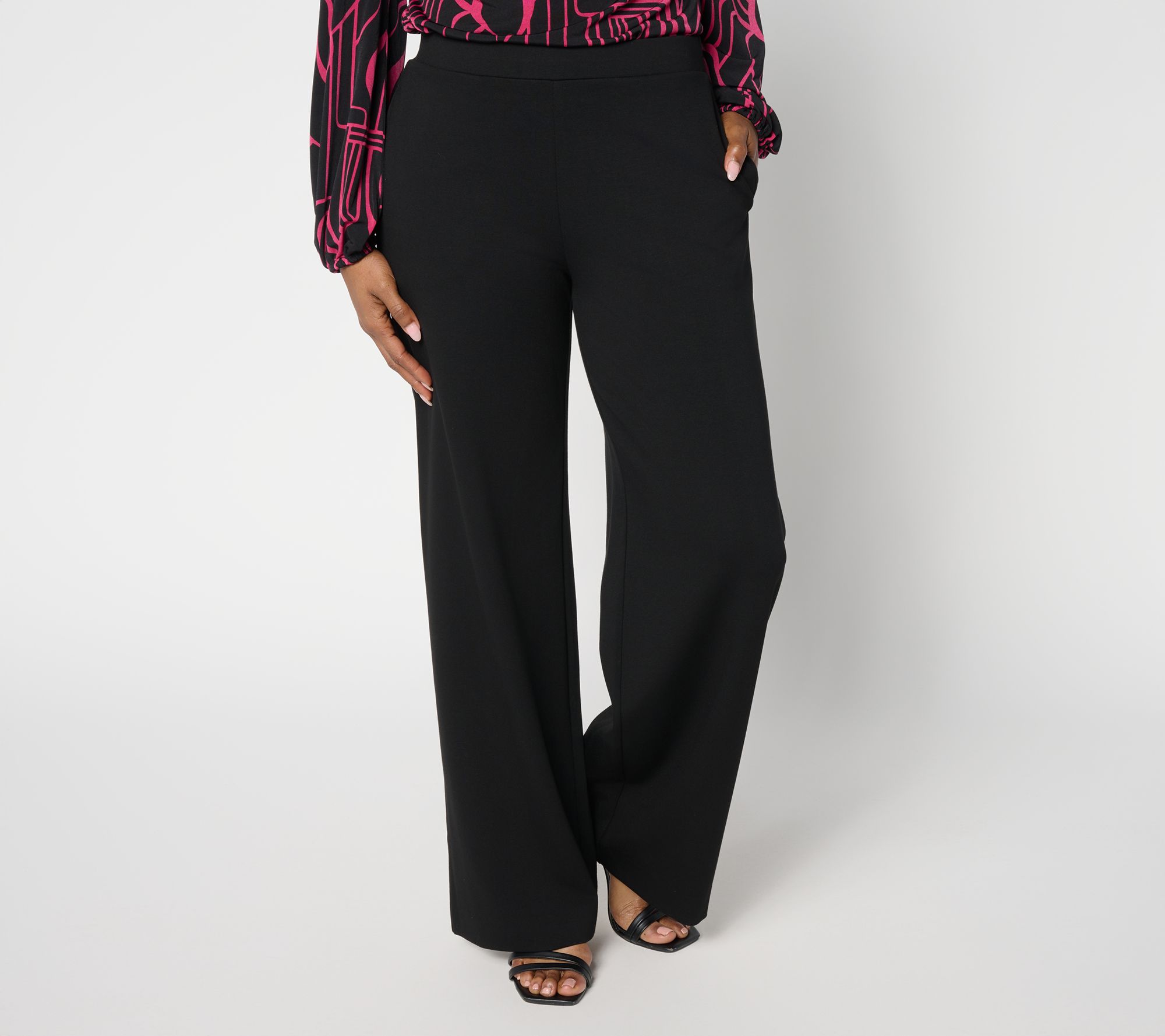 Susan Graver Weekend Ponte Petite Wide Leg Pants