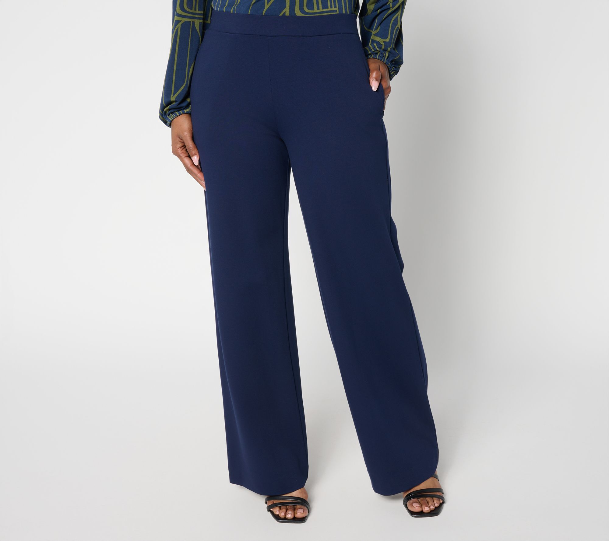Susan Graver Weekend Ponte Petite Wide Leg Pants