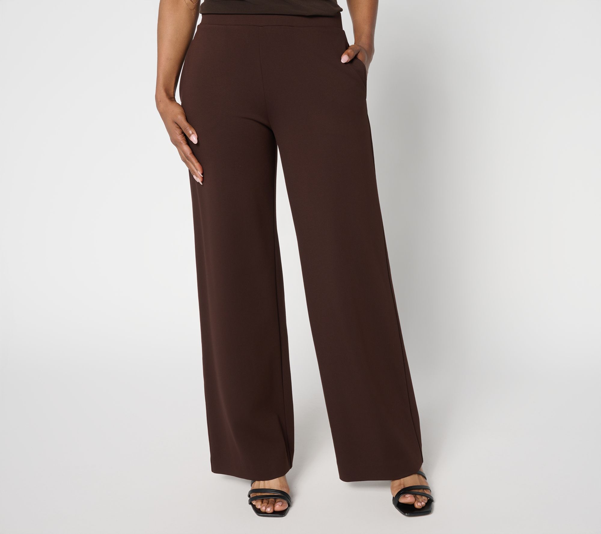 Susan Graver Weekend Ponte Petite Wide Leg Pants
