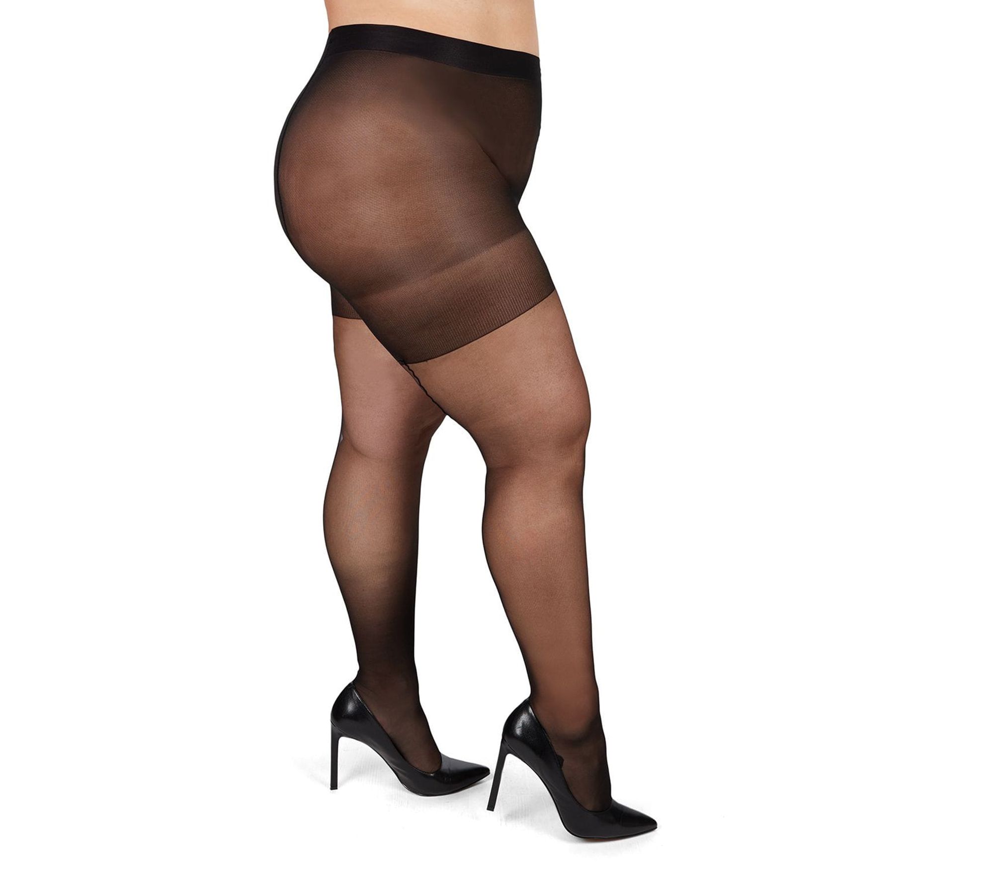 MeMoi Plus Curvy Control Top Panty Back Seam Pantyhose