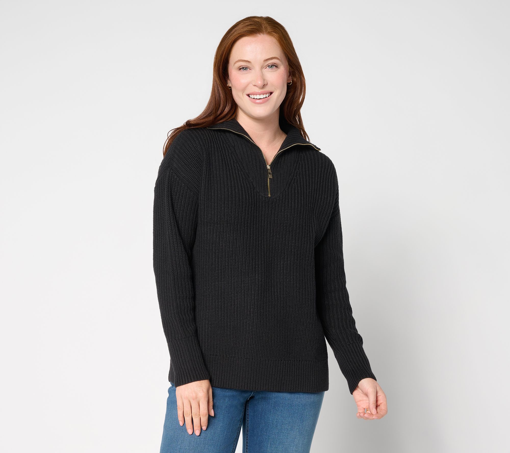 Belle by Kim Gravel Chunky Shaker Half Zip Sweater