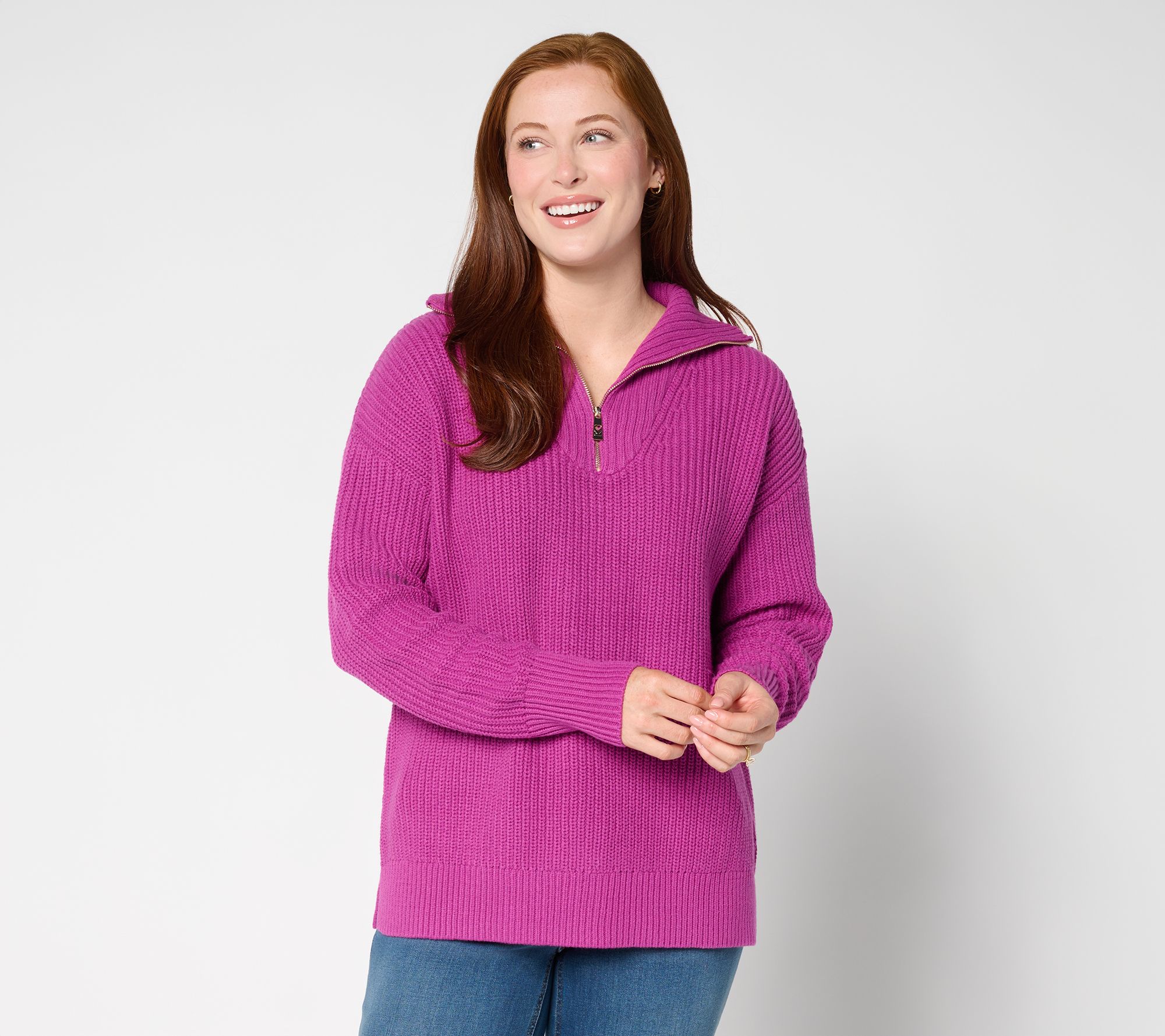 Belle by Kim Gravel Chunky Shaker Half Zip Sweater