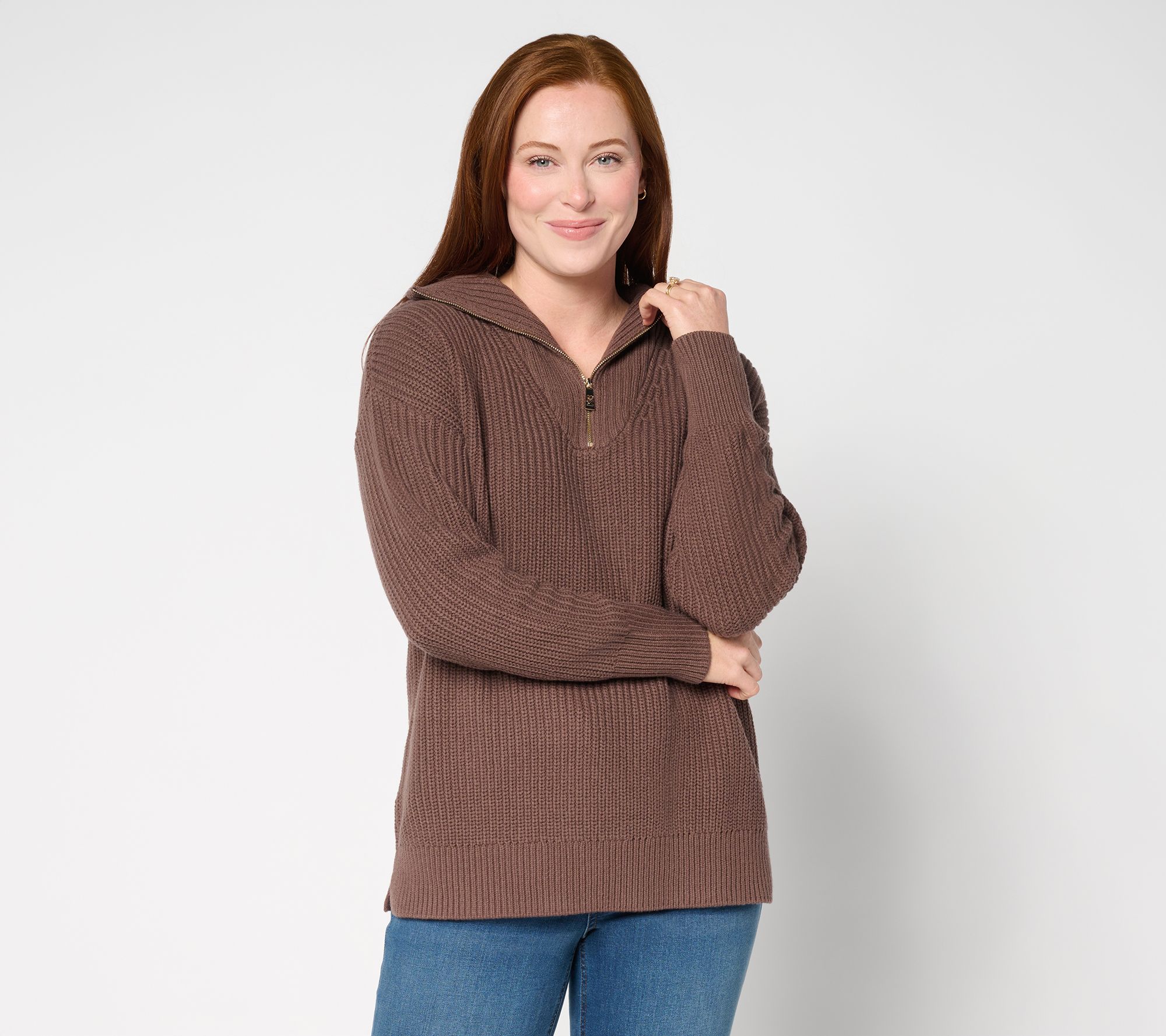 Belle by Kim Gravel Chunky Shaker Half Zip Sweater