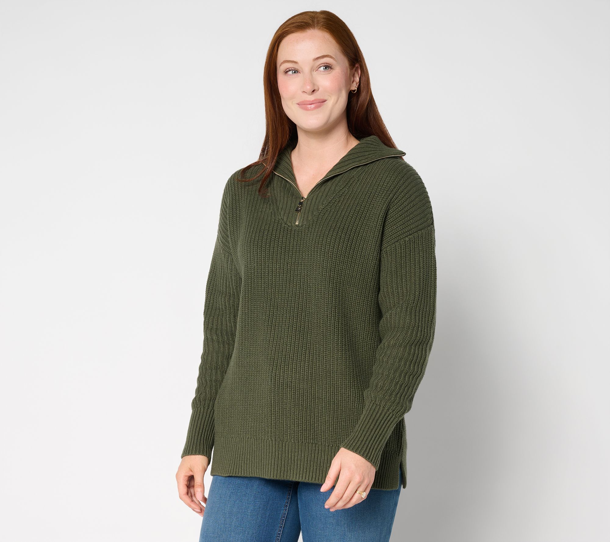 Belle by Kim Gravel Chunky Shaker Half Zip Sweater