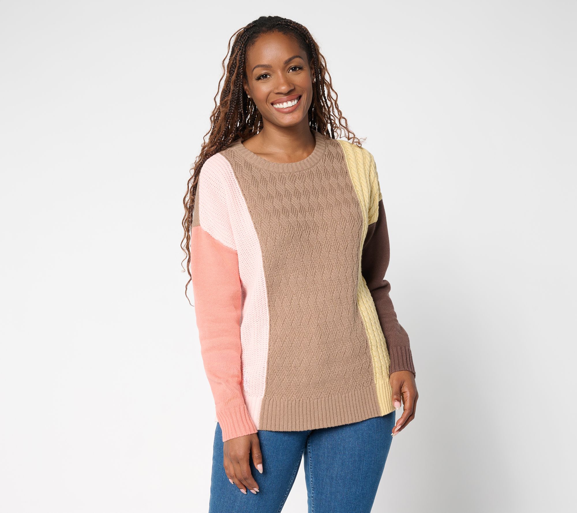 Belle by Kim Gravel Tri Textured Color Block Sweater