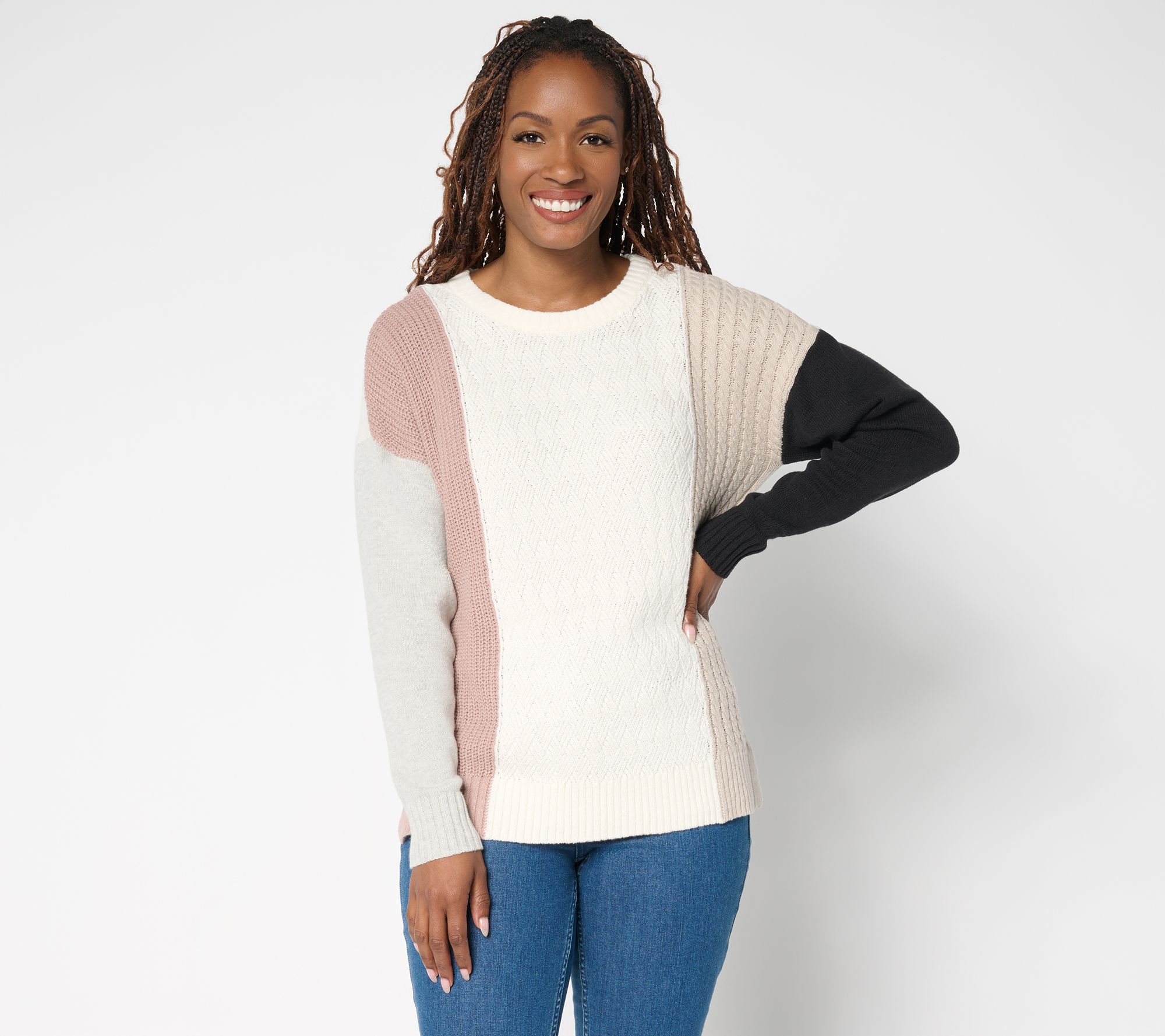 Belle by Kim Gravel Tri Textured Color Block Sweater