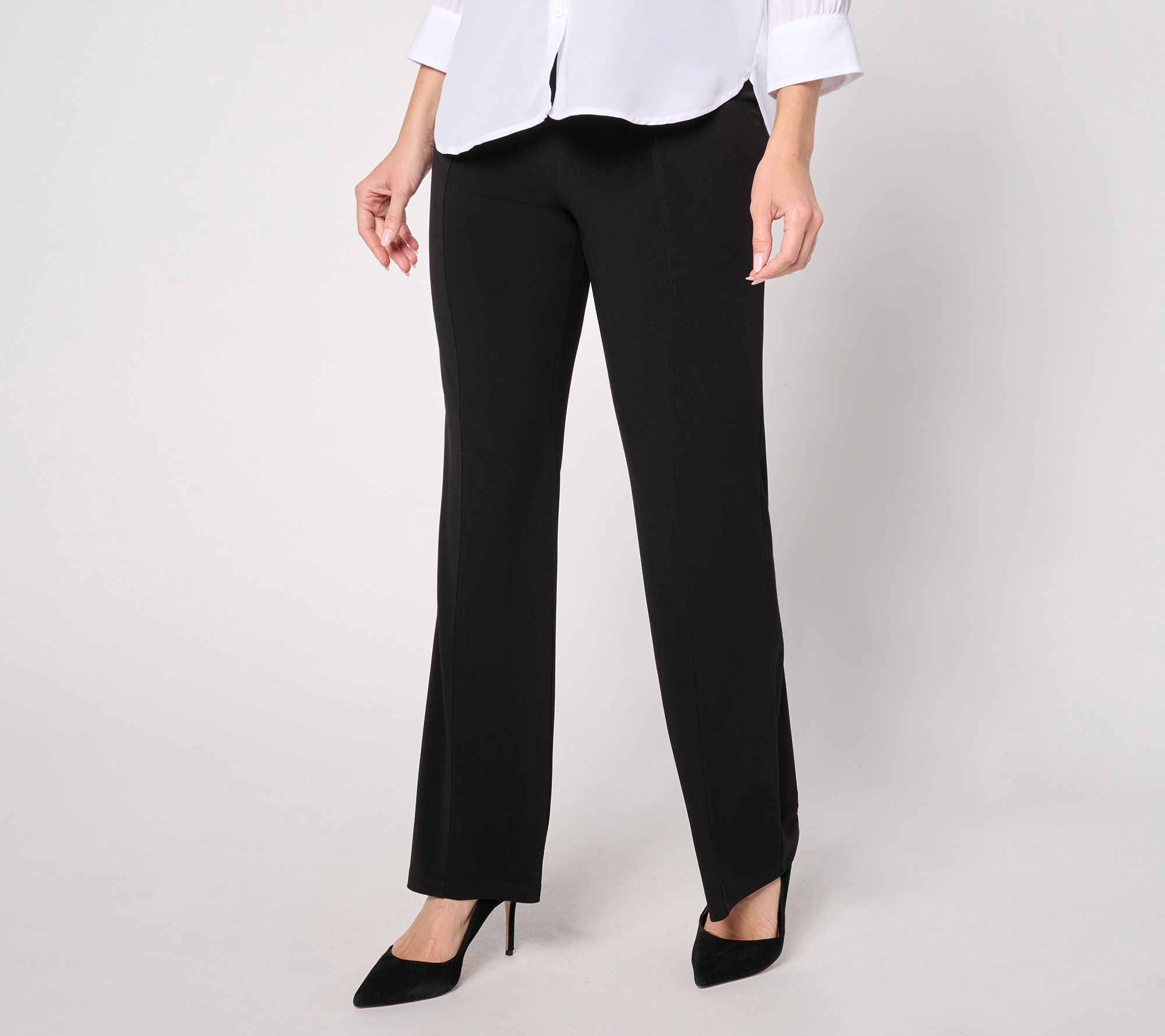 "As Is" Susan Graver Petite Essentials Liquid Knit Boot Cut Pants