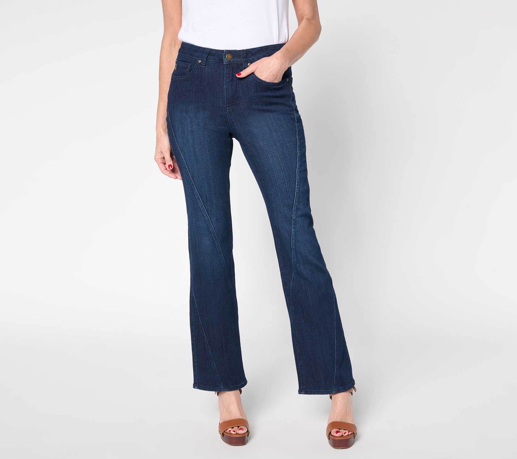 "As Is" Belle by Kim Gravel Reg Primabelle Denim Diagonal Seam Wide Leg