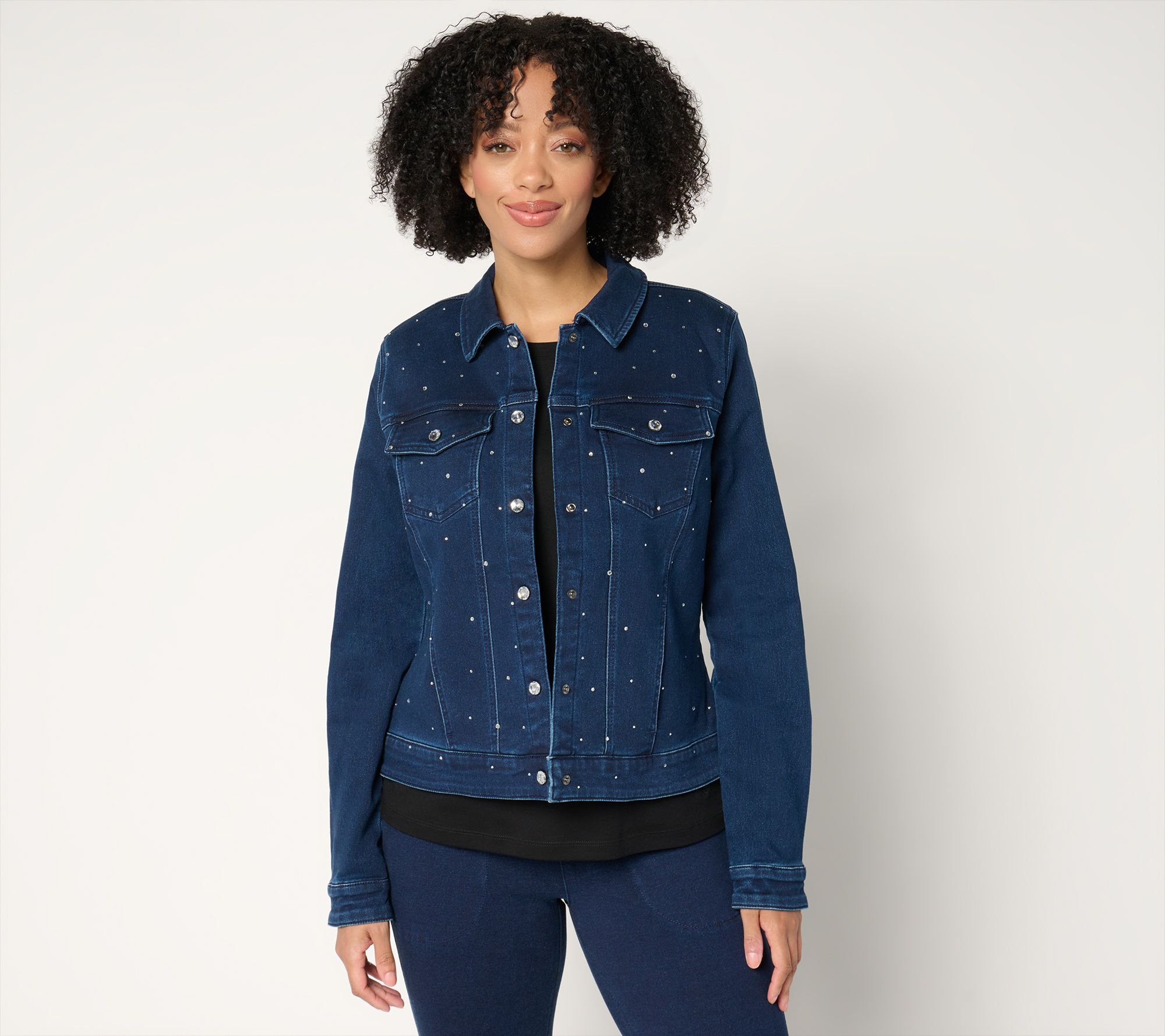 "As Is" Quacker Factory Sparkle and Shine Denim Jeanne Jacket