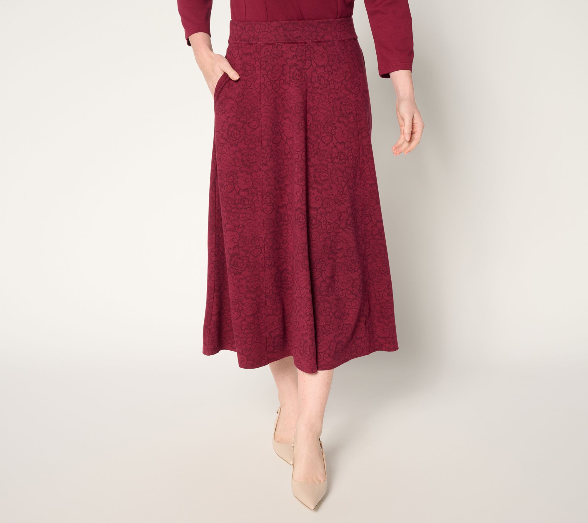 BEAUTIFUL by Lawrence Zarian Regular Silky Ponte Midi Skirt