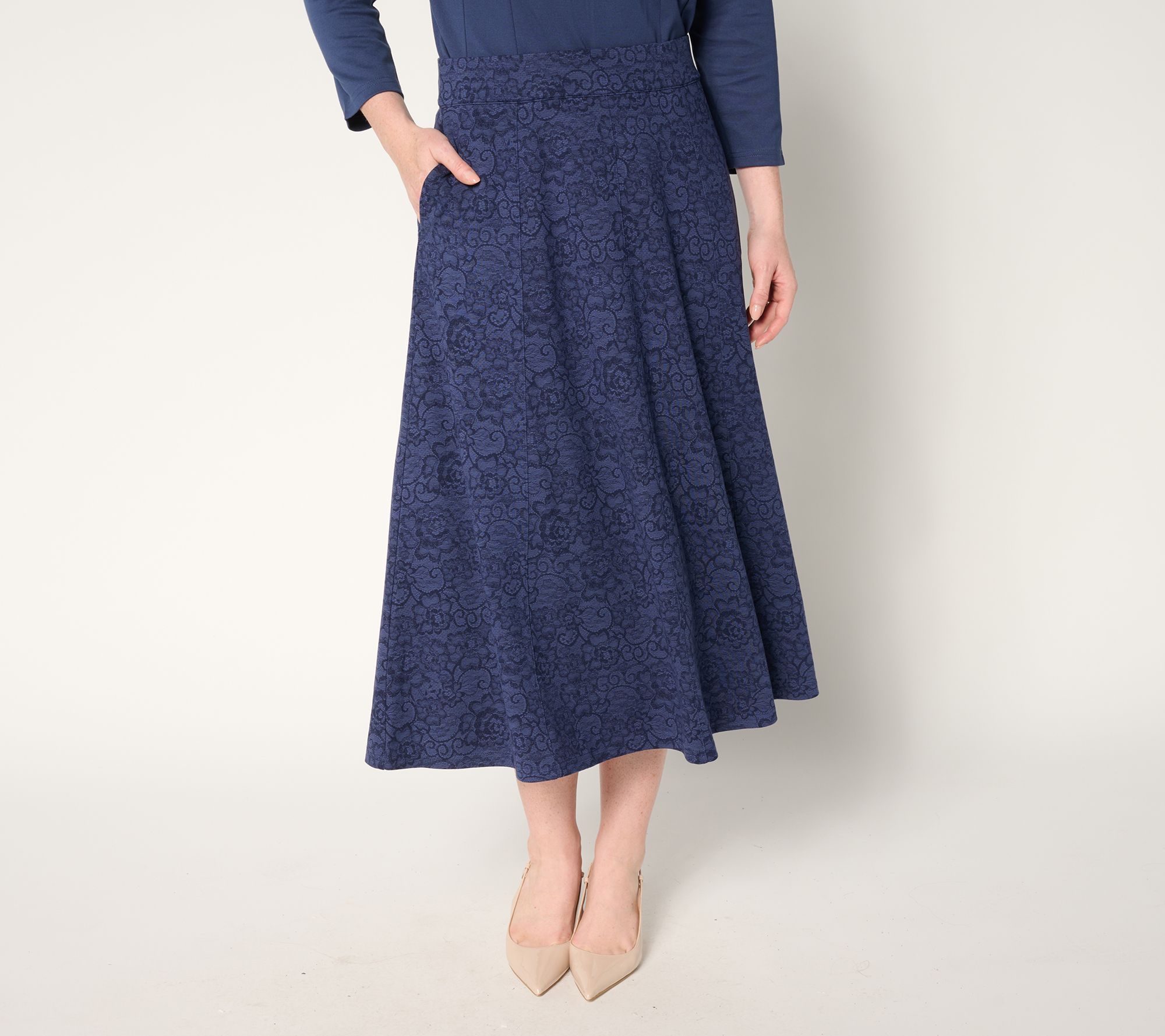 BEAUTIFUL by Lawrence Zarian Regular Silky Ponte Midi Skirt