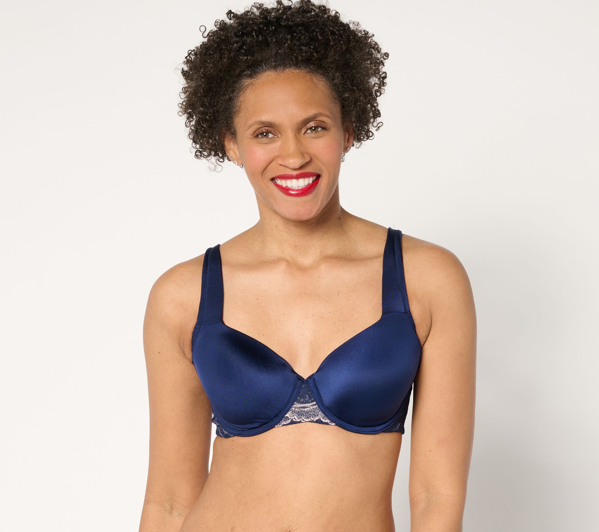 "As Is" Breezie Two-Tone Lace Shimmer Lightly Padded Underwire Bra