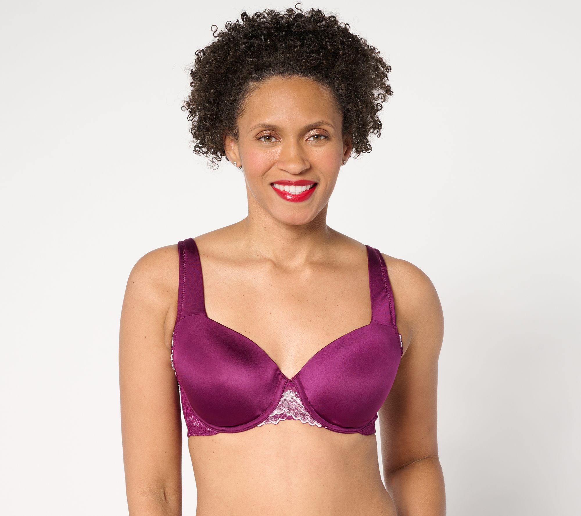 "As Is" Breezie Two-Tone Lace Shimmer Lightly Padded Underwire Bra