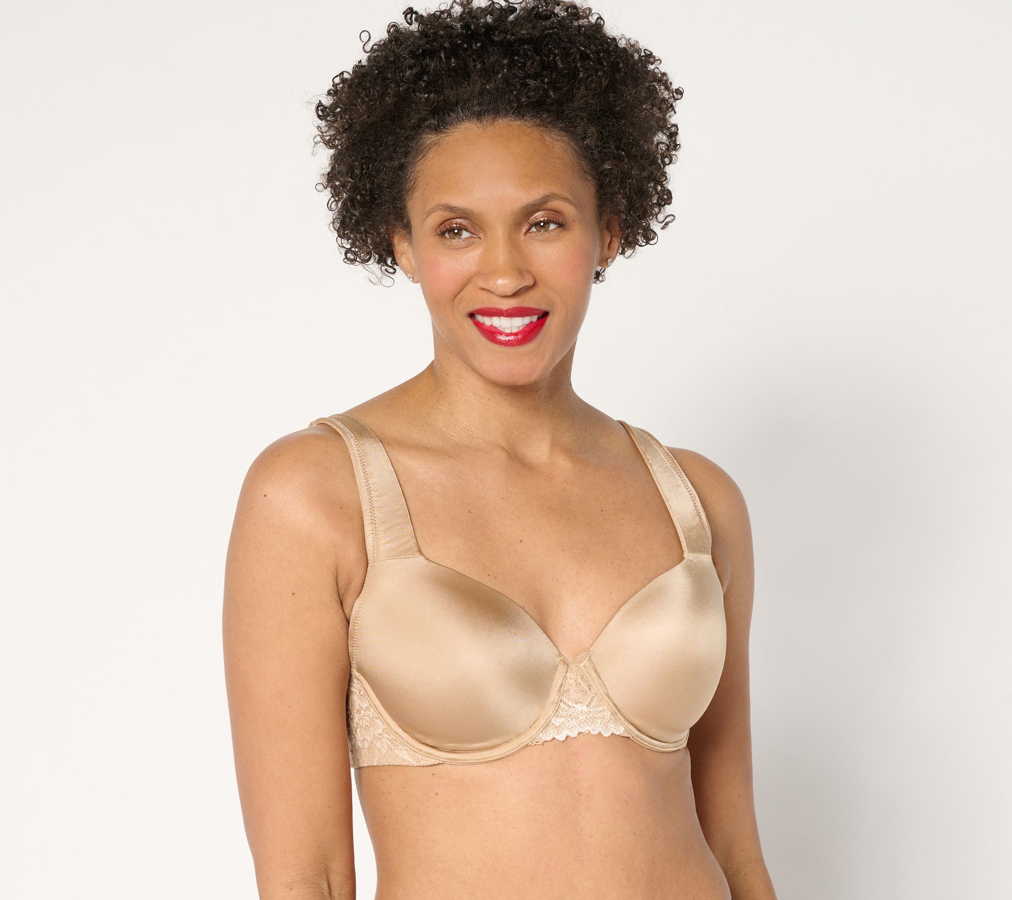 "As Is" Breezie Two-Tone Lace Shimmer Lightly Padded Underwire Bra