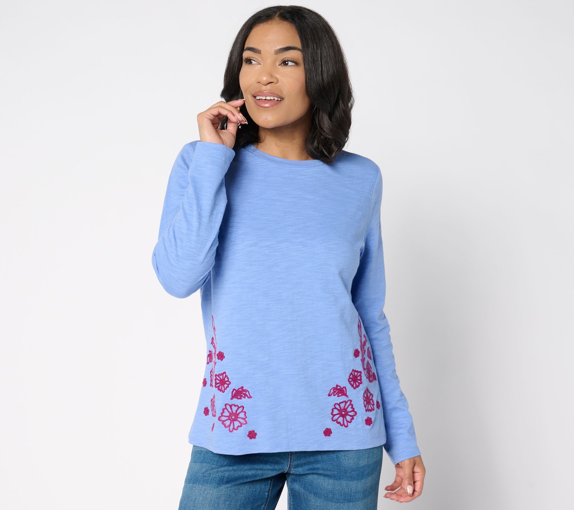 "As Is" Studio Park x Amy Stran Long Slv Embroidered T-Shirt