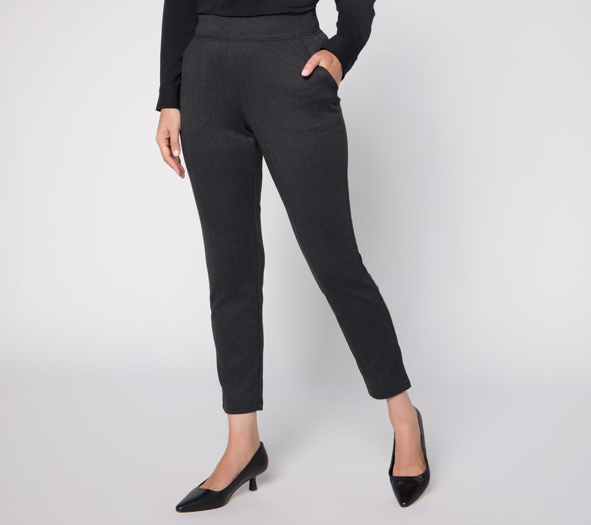 Denim & Co. Regular Knit Jacquard Tapered Ankle Pants