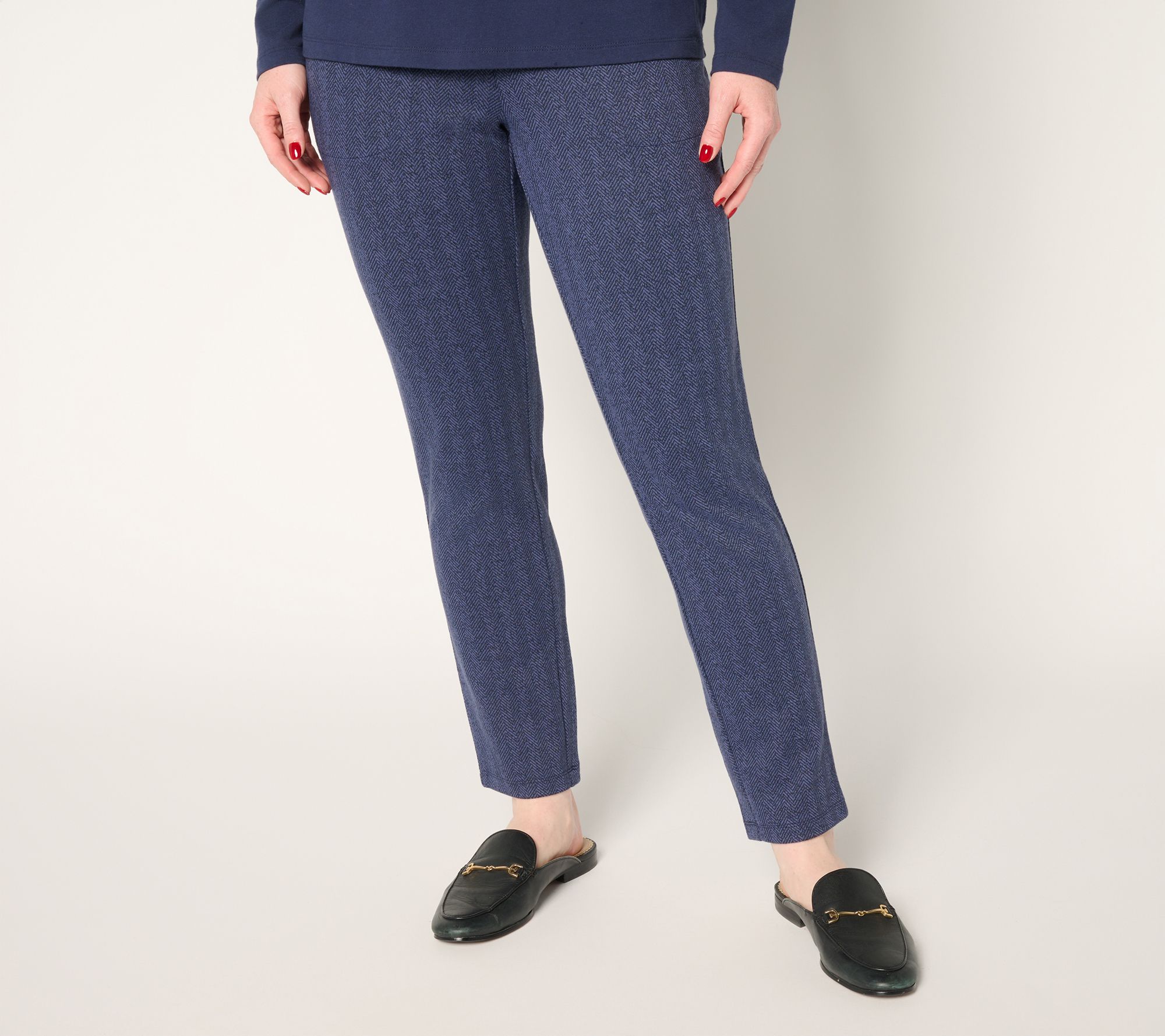 Denim & Co. Regular Knit Jacquard Tapered Ankle Pants