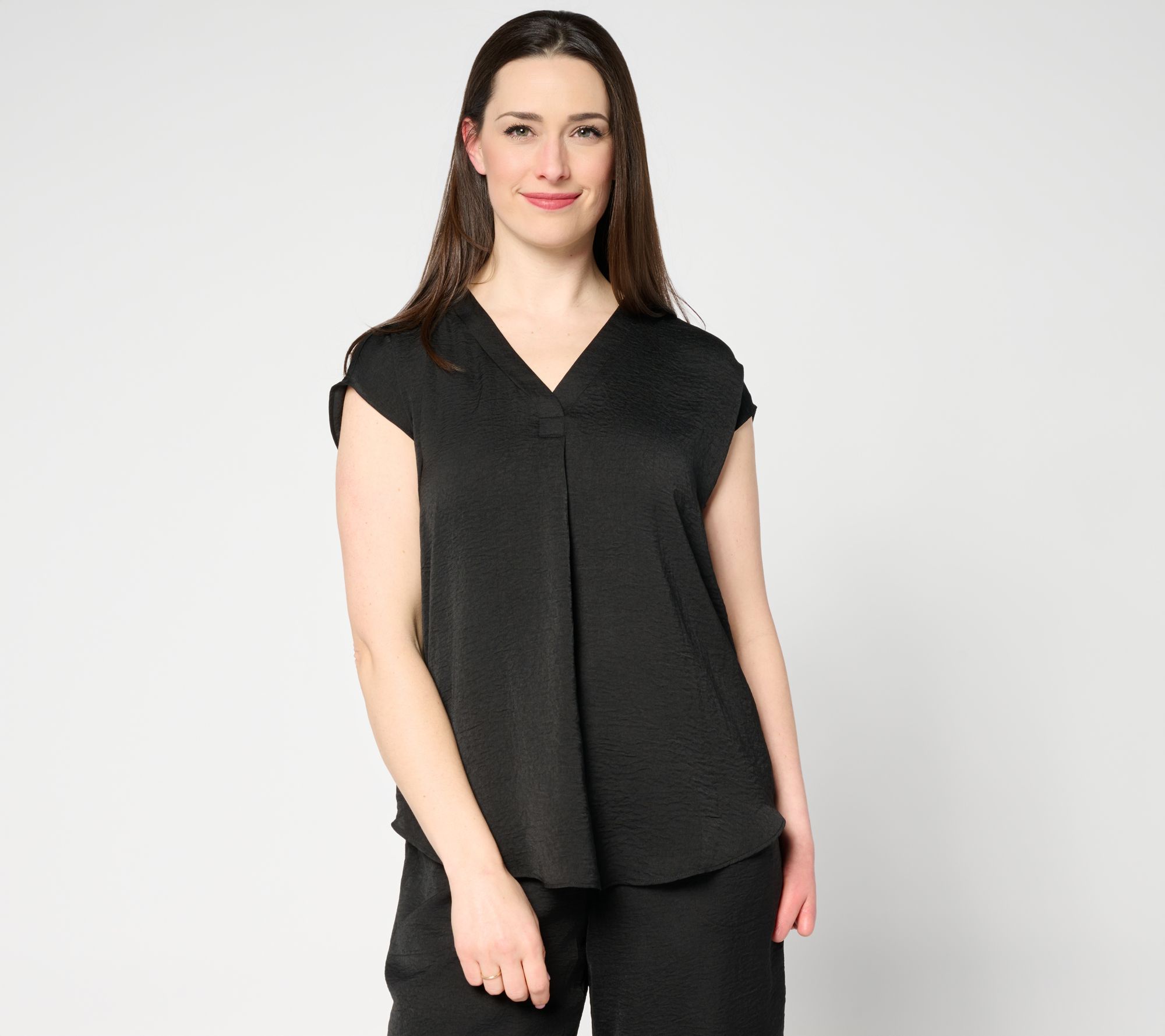 "As Is" nicole by Nicole Miller Hammered Charmeuse V-Neck Top