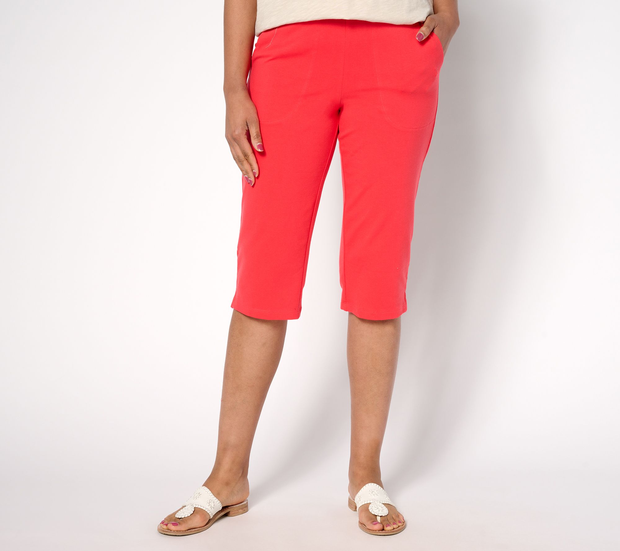 "As Is" Denim & Co. Tall Duo Stretch Skimmer with Pockets