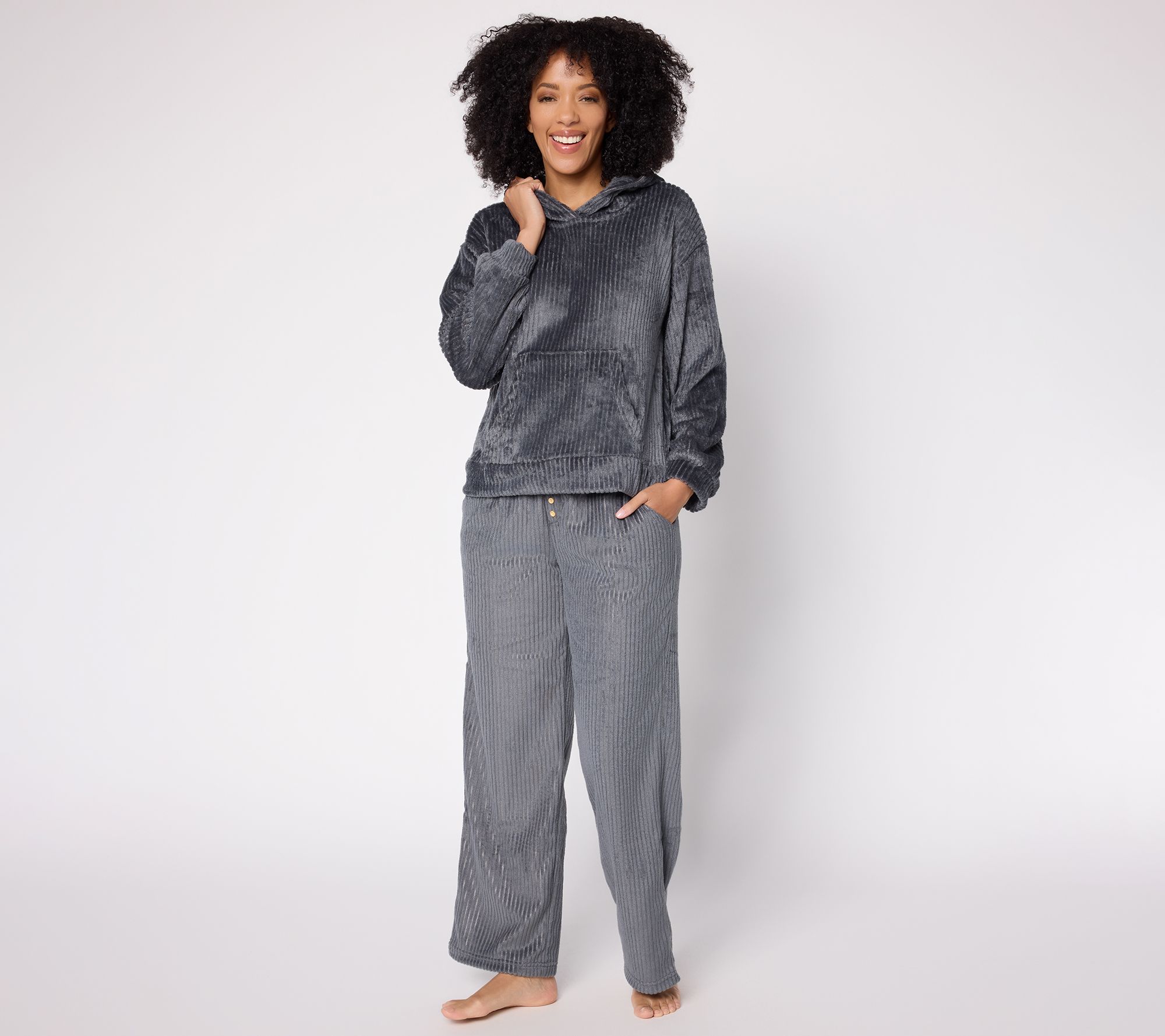 MUK LUKS Silky Velour Hooded Lounge Set