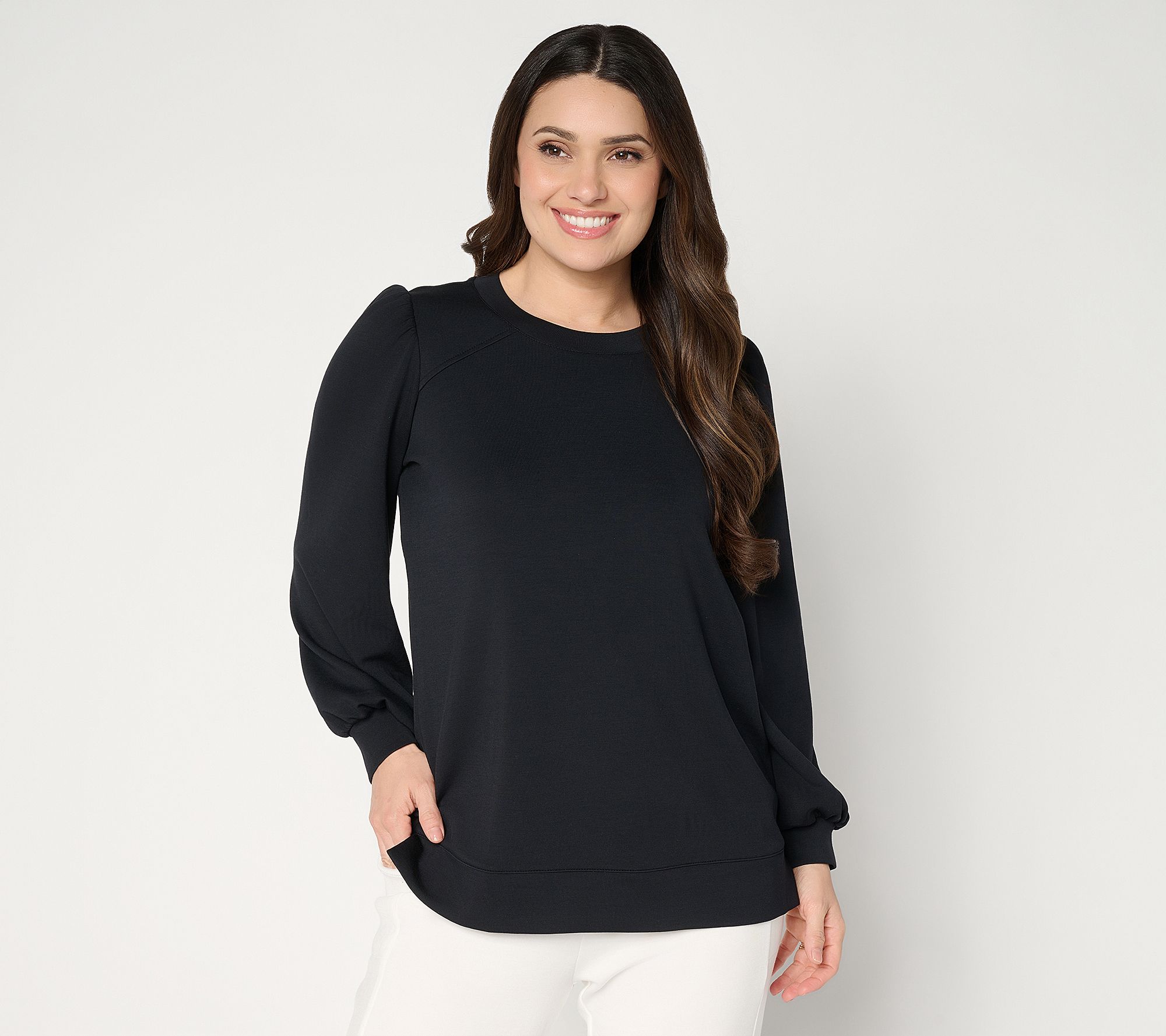  Belle by Kim Gravel Reg ScubaLuxe Mega Blouson Sleeve Top