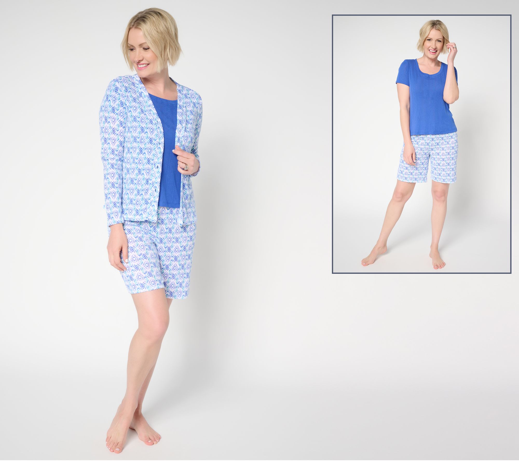 "As Is" Sunday Brunch Pointelle Cardi Tee, & Short Lounge Set