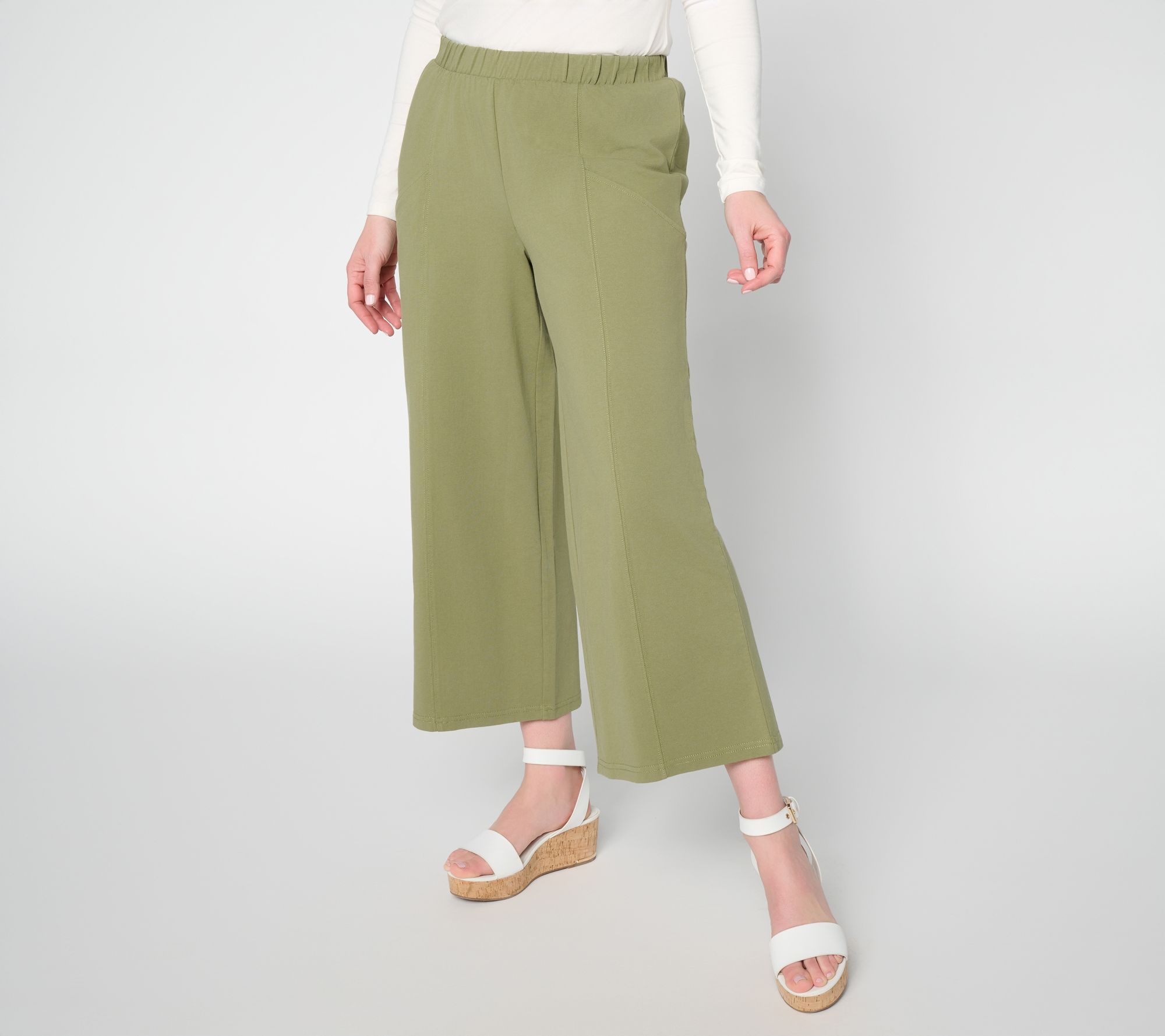 Me by Jennie Garth Petite Cropped Coast Pull-On Wide Leg Pants