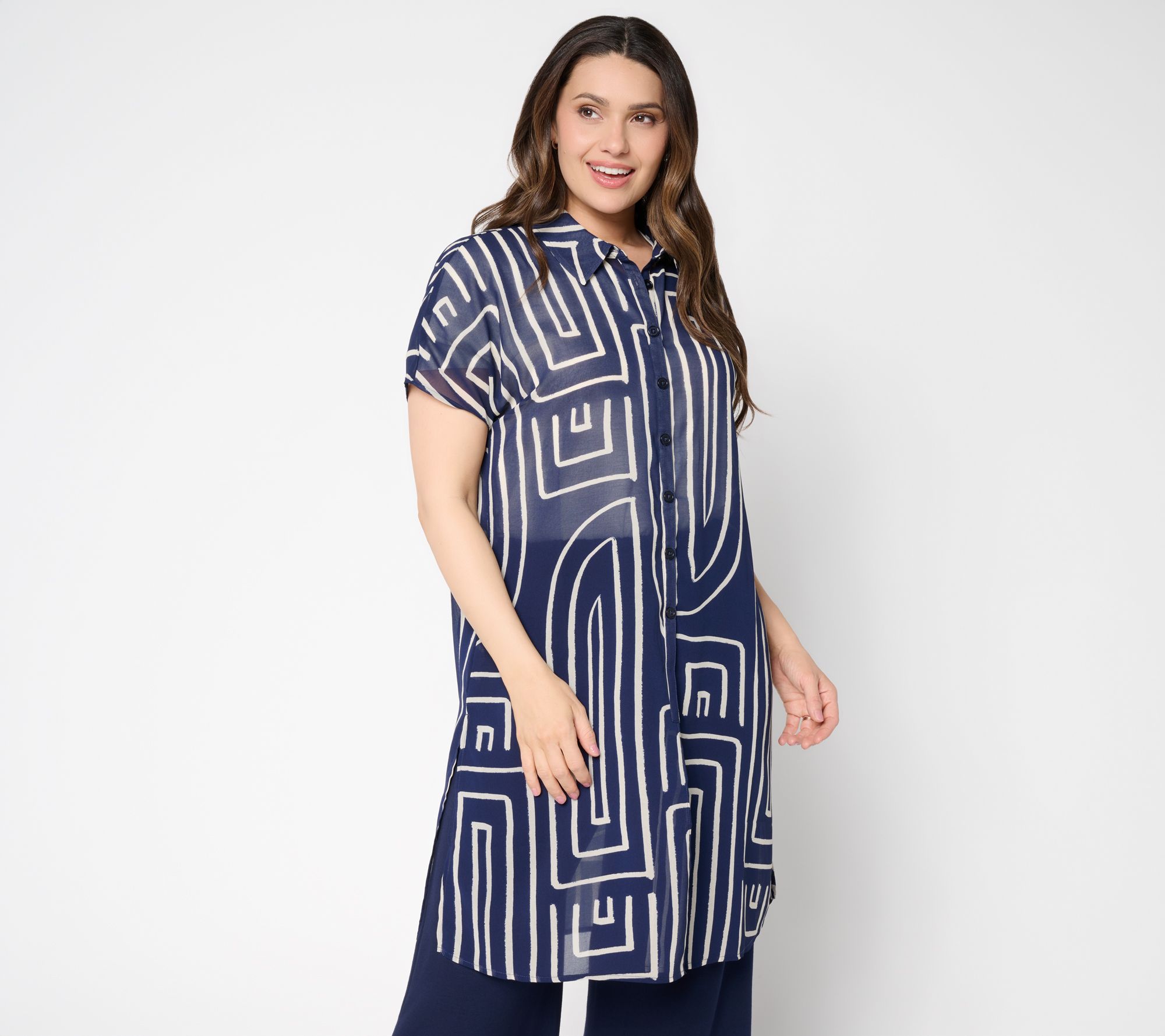 Brandis Dress Out Loud Bestie Sheer Print & Solid Topper