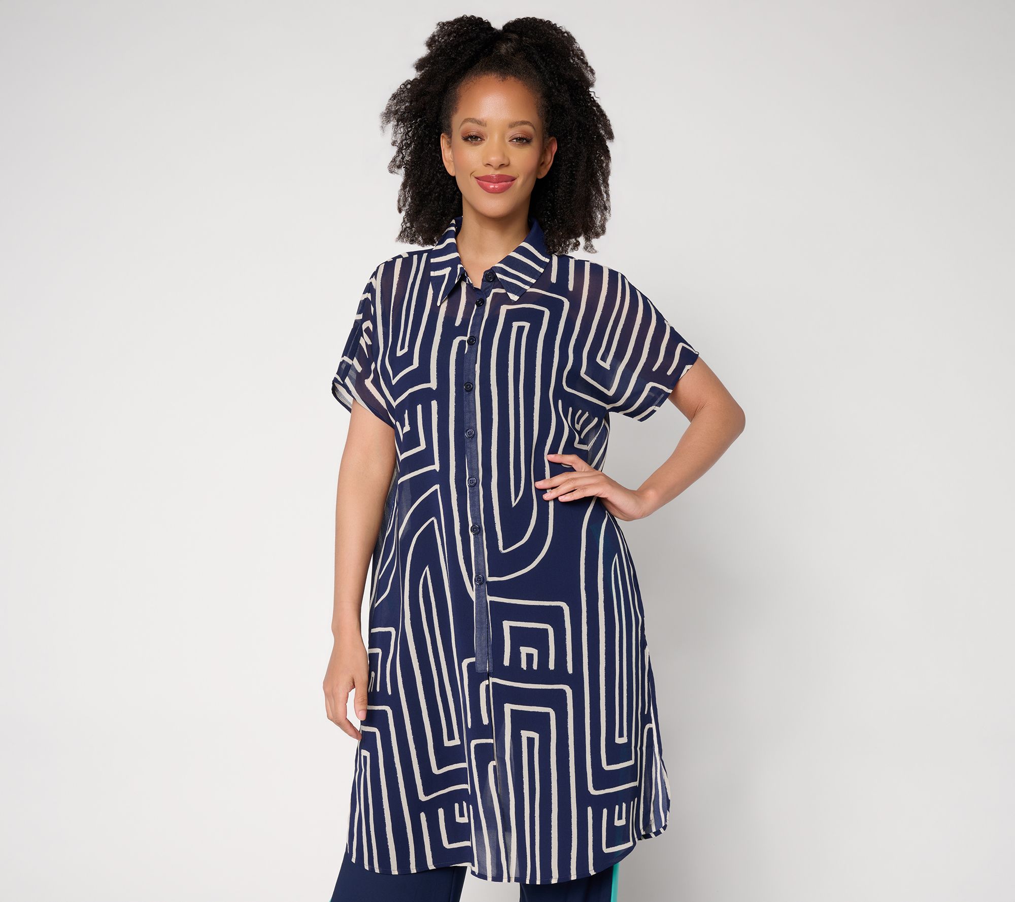 Brandis Dress Out Loud Bestie Sheer Print & Solid Topper