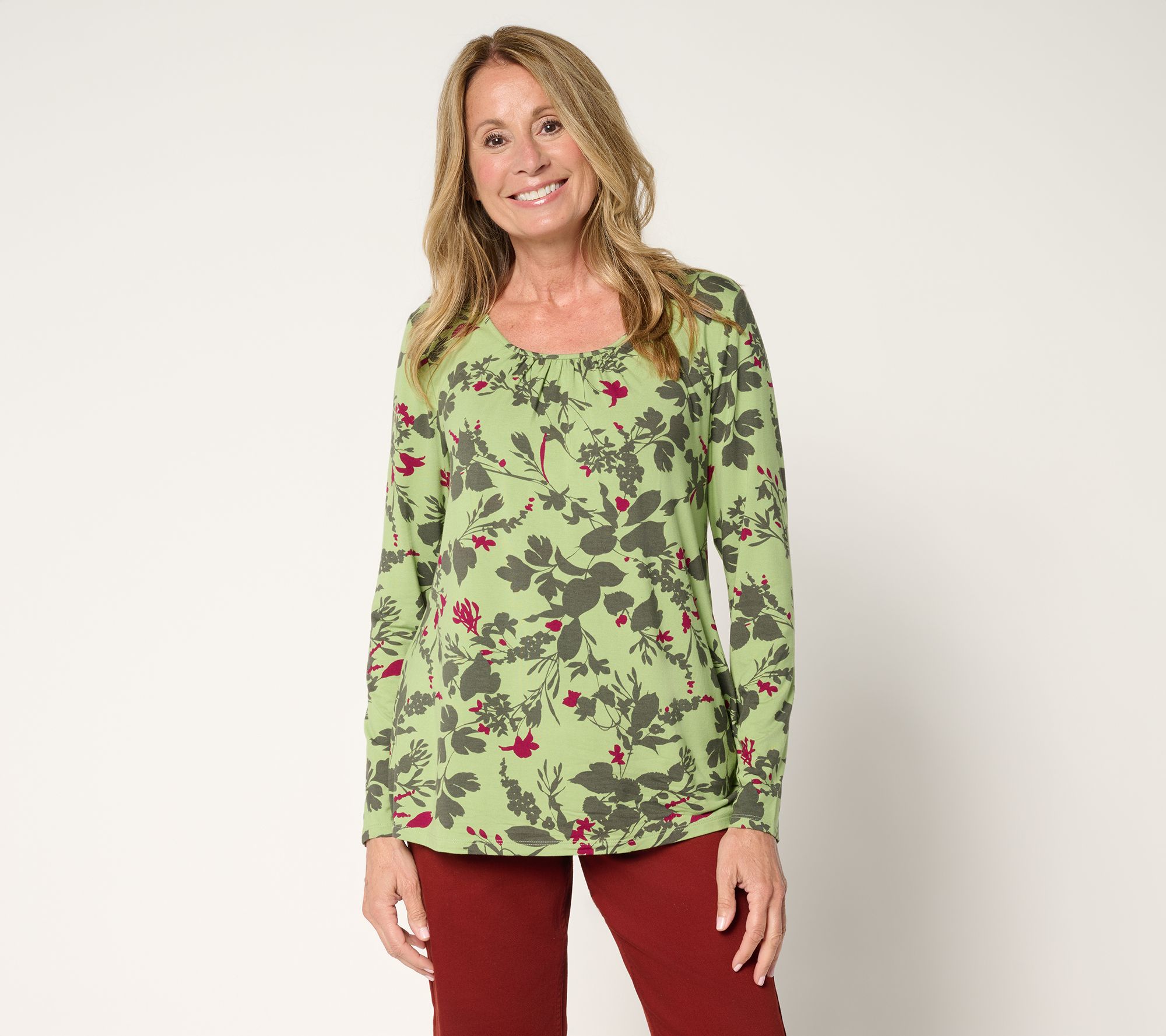 "As Is" LOGO by Lori Goldstein Printed Scoop Neck Rayon 230 Top